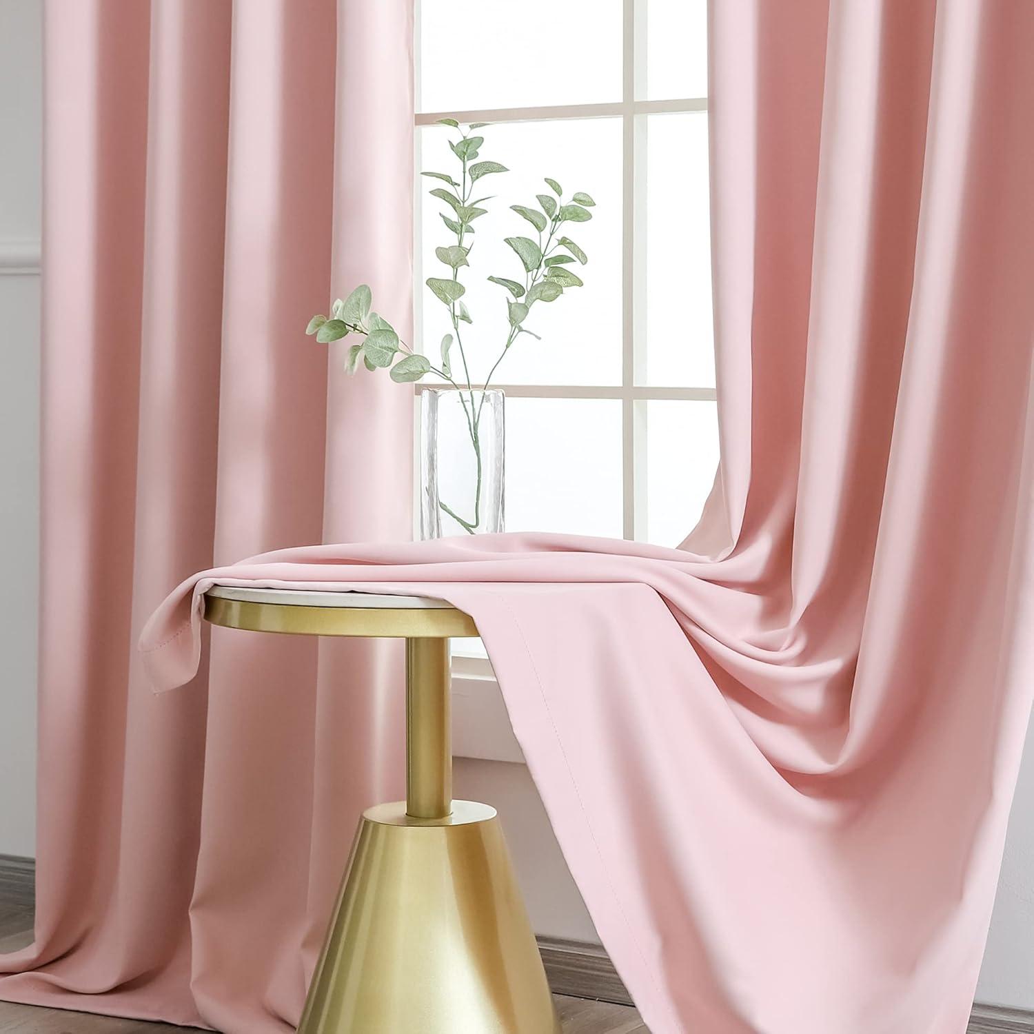 Cortinas Opacas YGO Rosa Claro 52x63 cm 2 Paneles Ojal