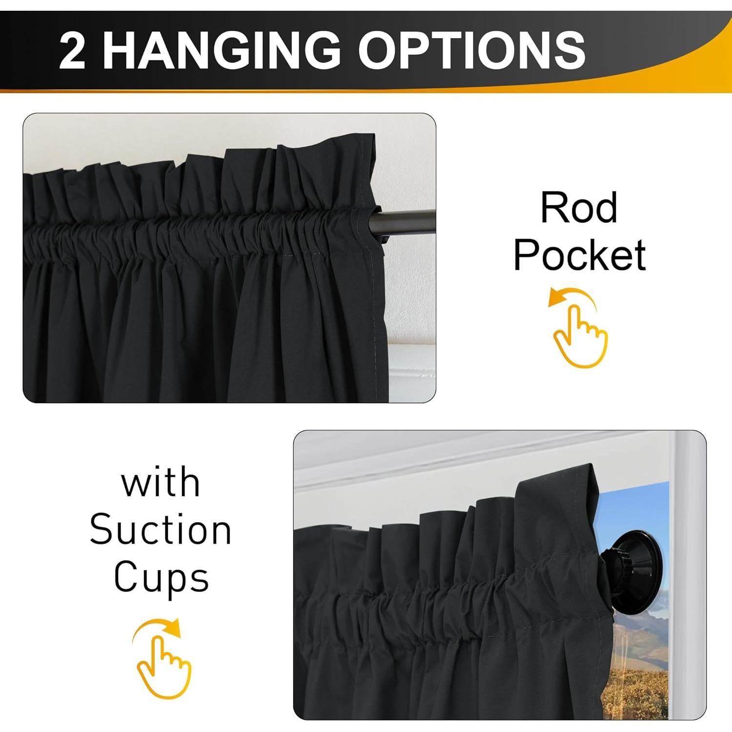 Cortina Opaca Portátil NICETOWN 132x213 cm Negra