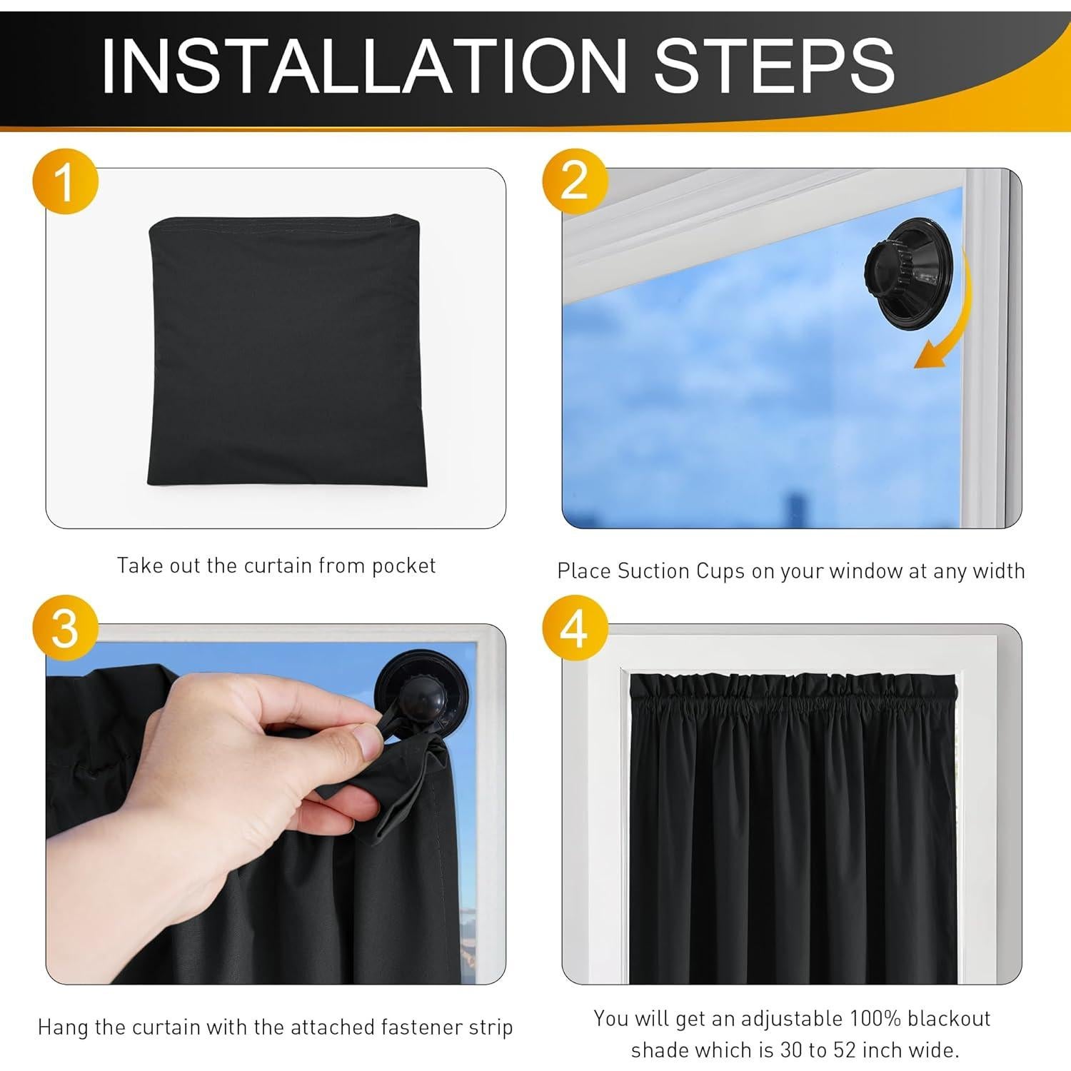 Cortina Opaca Portátil NICETOWN 132x213 cm Negra