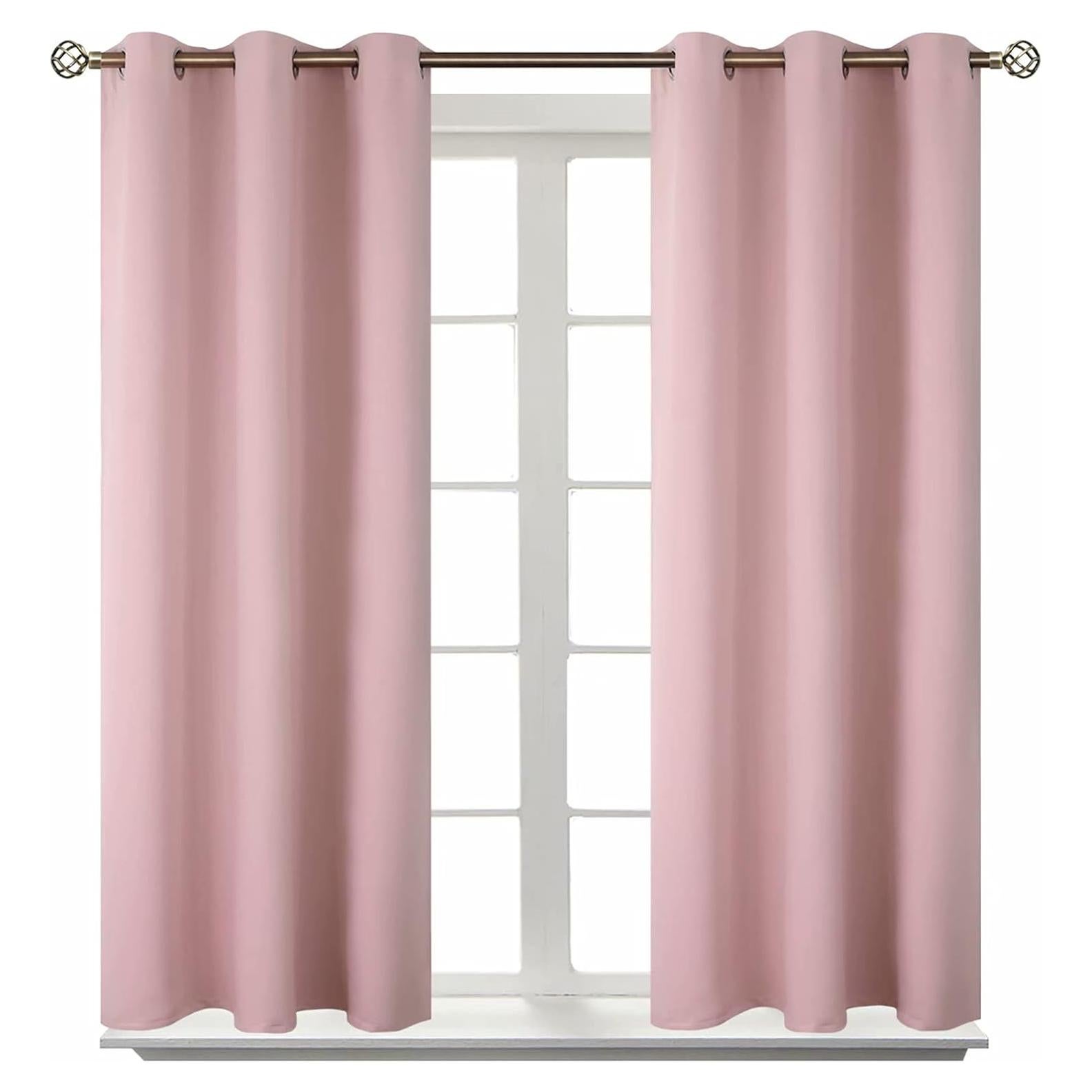 Cortinas Opacas BGment 96x114 cm Rosa Bebé - 2 Paneles Aislantes