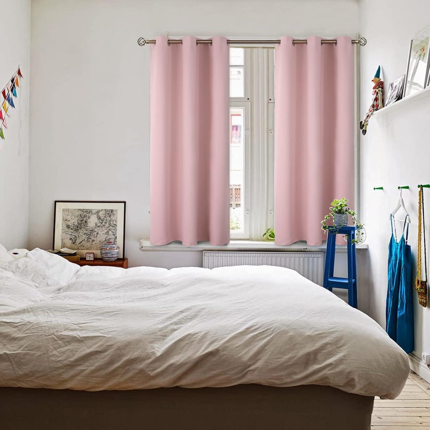 Cortinas Opacas BGment 96x114 cm Rosa Bebé - 2 Paneles Aislantes