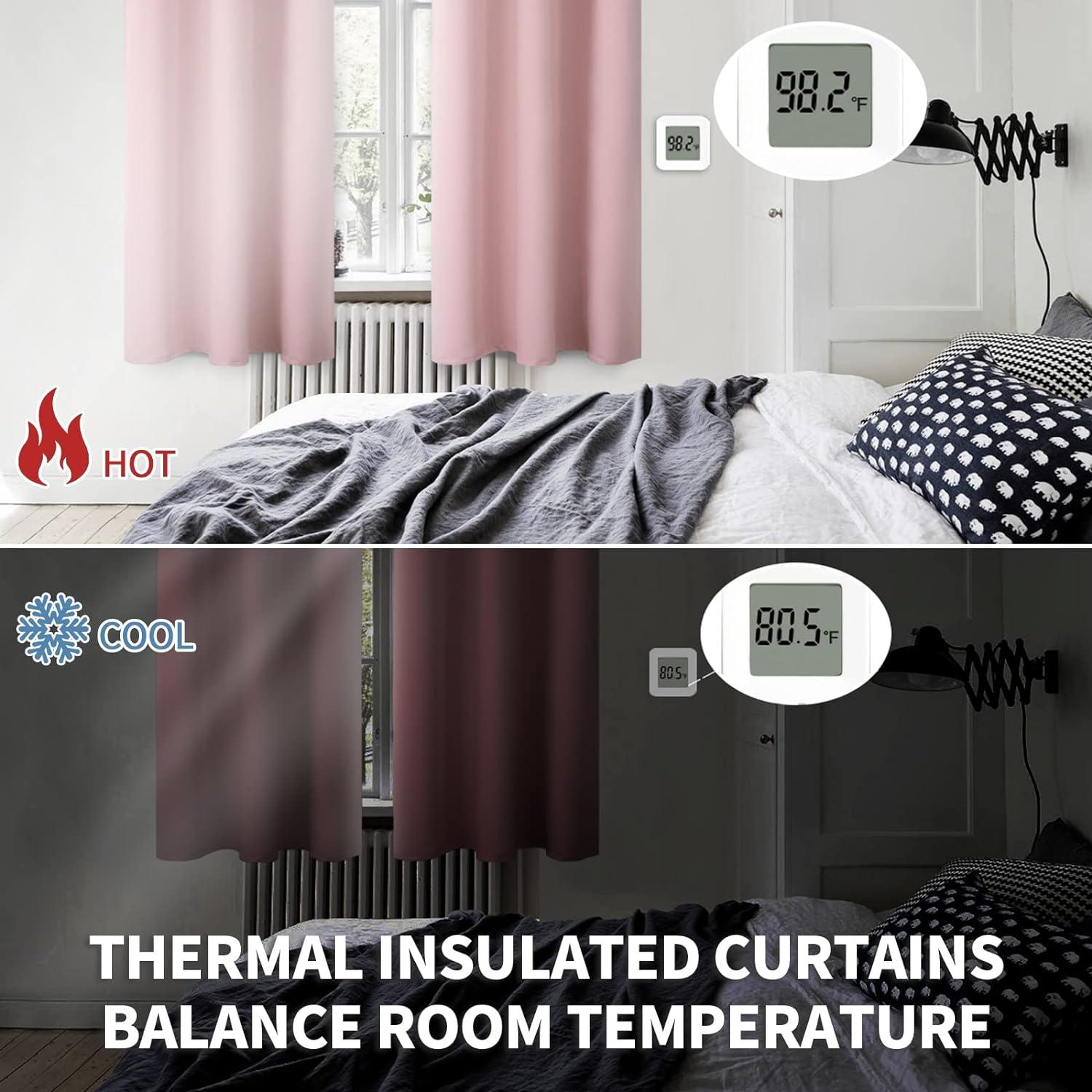 Cortinas Opacas BGment 96x114 cm Rosa Bebé - 2 Paneles Aislantes