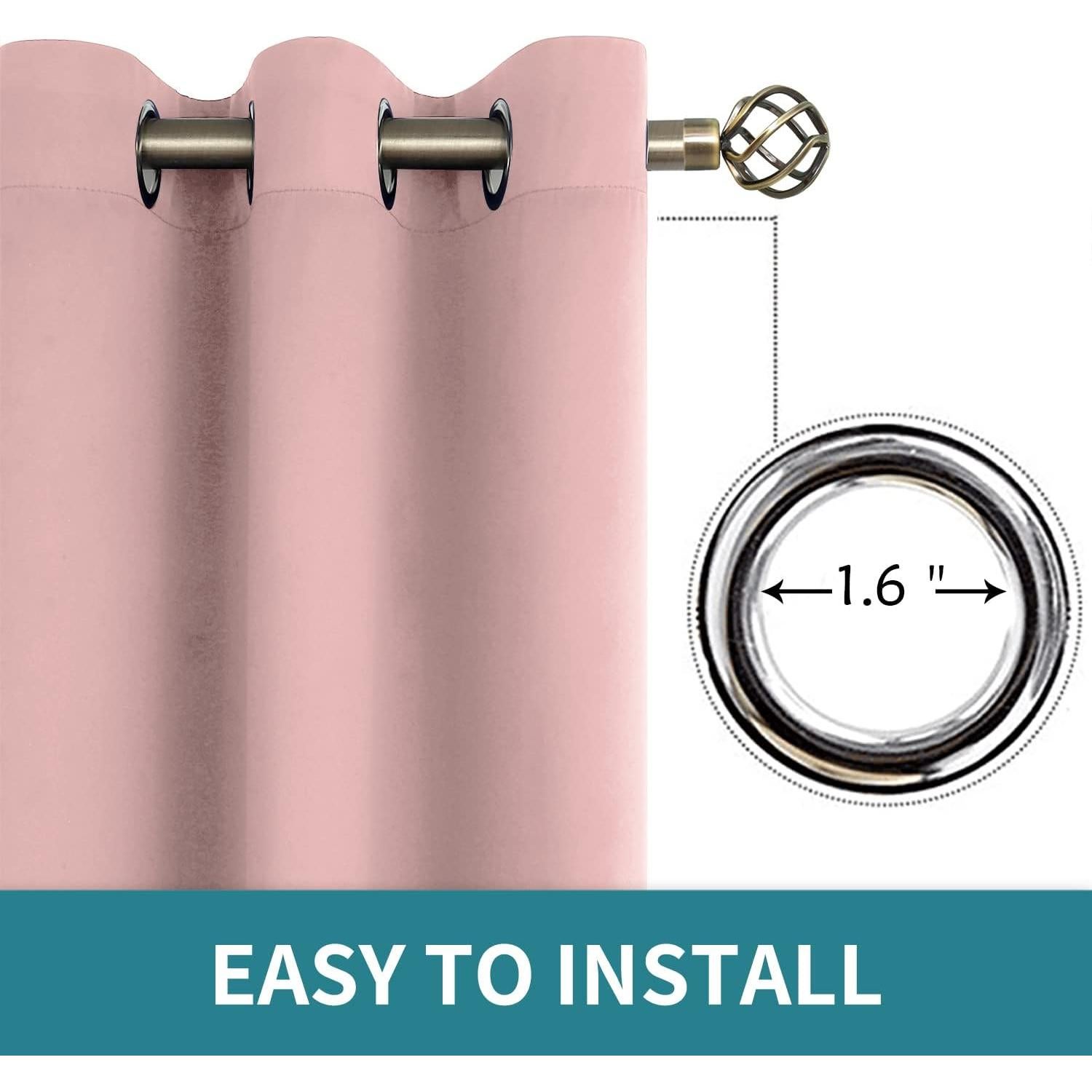 Cortinas Opacas BGment 96x114 cm Rosa Bebé - 2 Paneles Aislantes