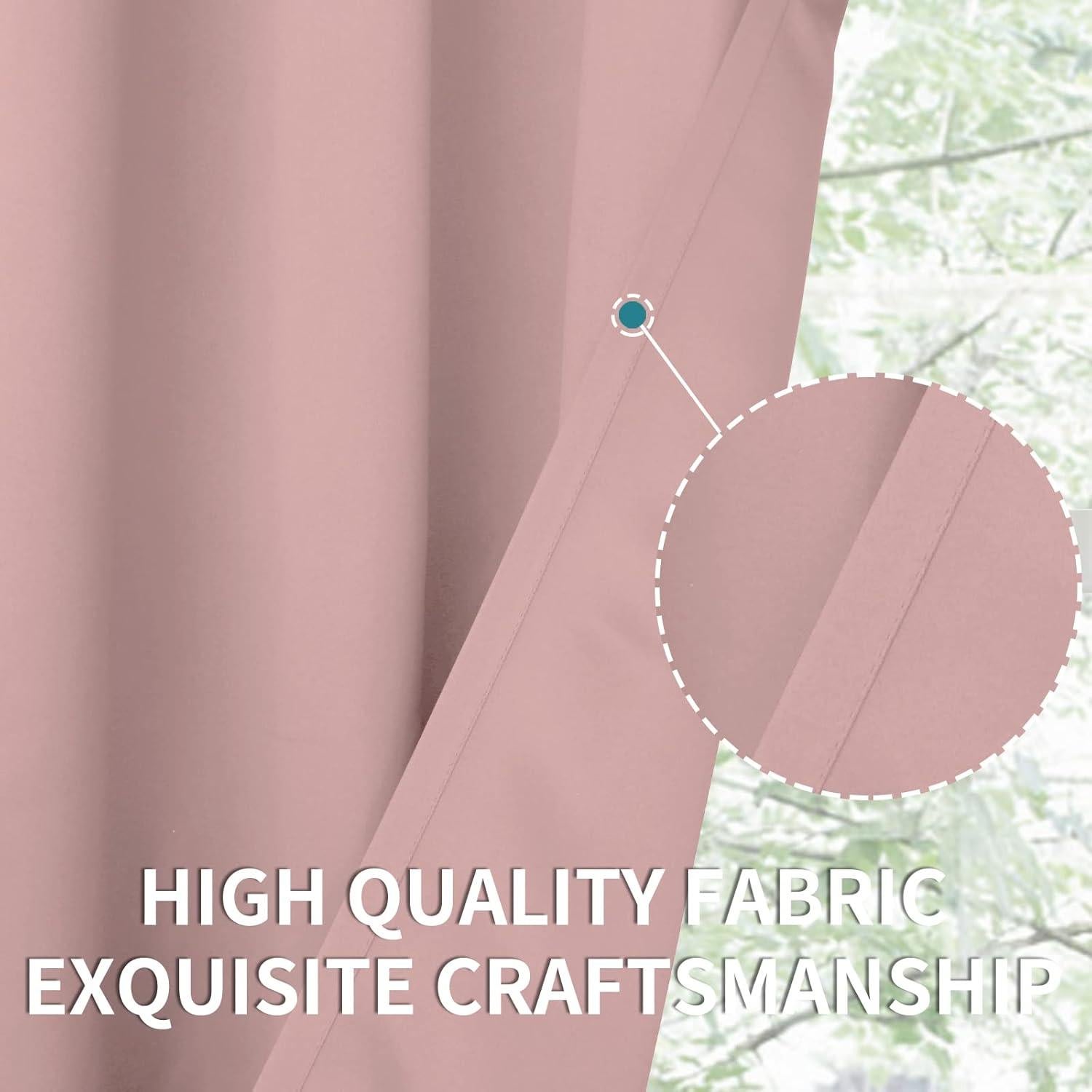 Cortinas Opacas BGment 96x114 cm Rosa Bebé - 2 Paneles Aislantes