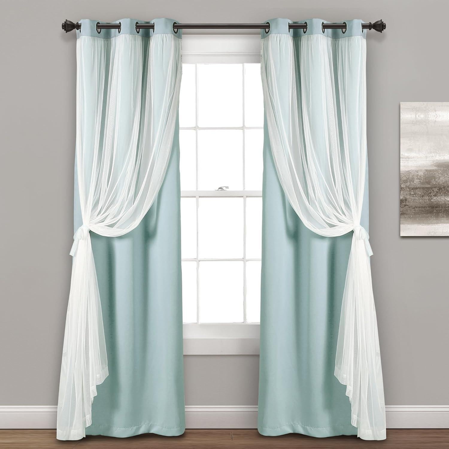 Cortinas Transparentes Lush Decor 96.5x213.4cm Azul Opacas