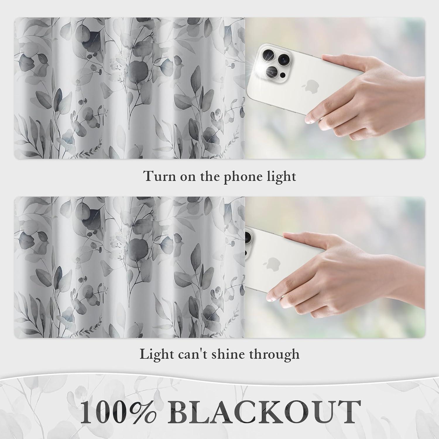 Cortinas Opacas Xwincel 132x243 cm Floral Gris 2 Paneles