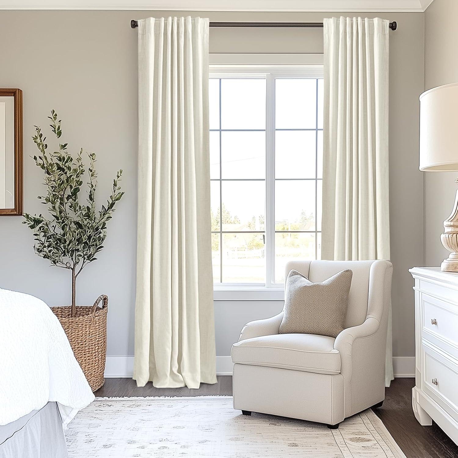 Cortinas Opacas INOVADAY 100% Lino 2 Paneles 50x274 cm Crema