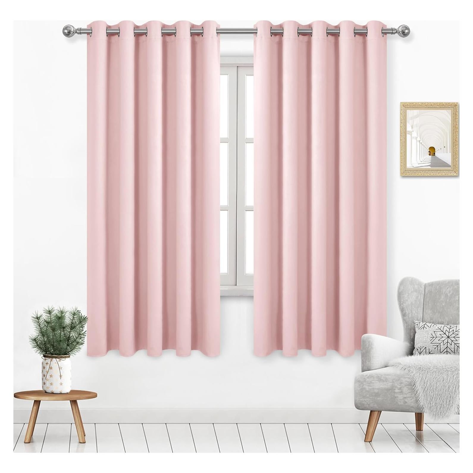 Cortinas Blackout DWCN Rosa Blush 60x63 cm, Juego de 2