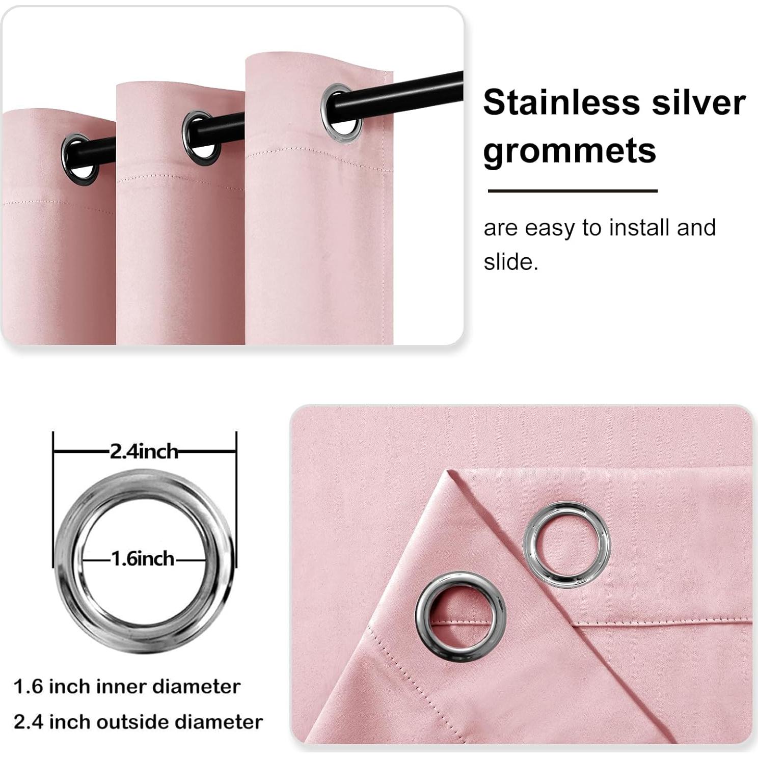 Cortinas Blackout DWCN Rosa Blush 60x63 cm, Juego de 2