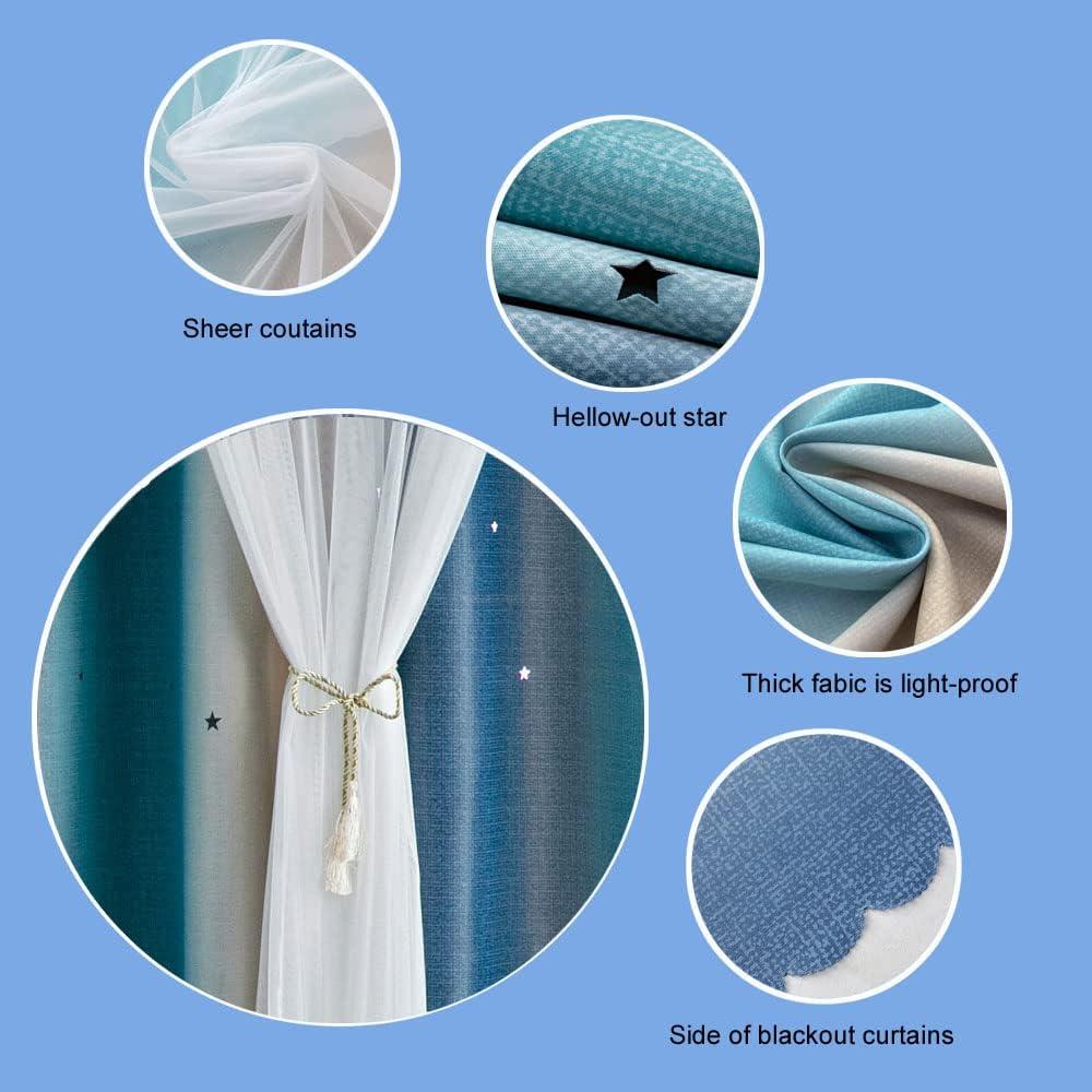 Cortinas Opacas Ombre Arcoíris FANLI 132x213 cm 2 Piezas