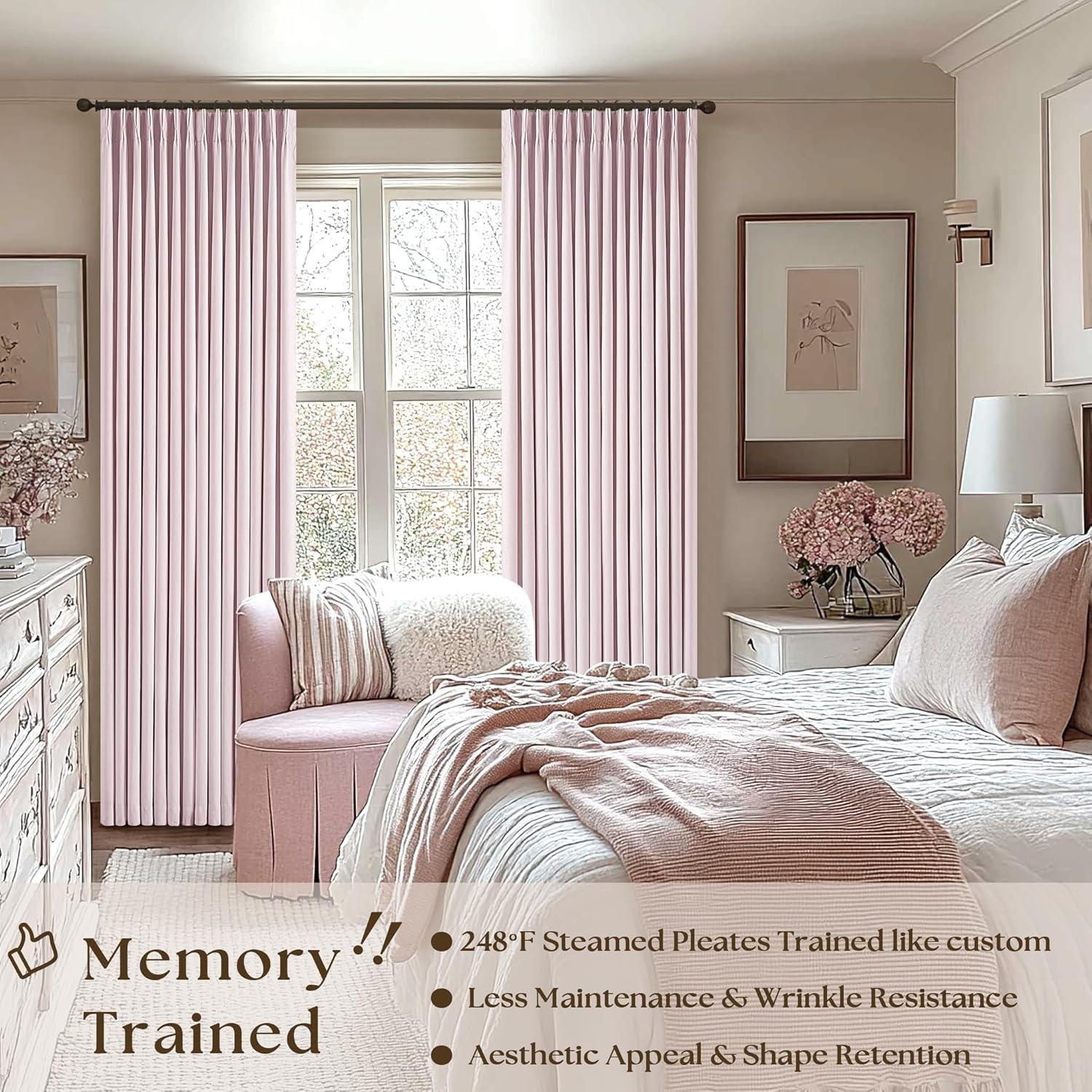 Cortinas Opacas Plisadas TWODRAPES Rosa Claro 243.8 cm x 101.6 cm