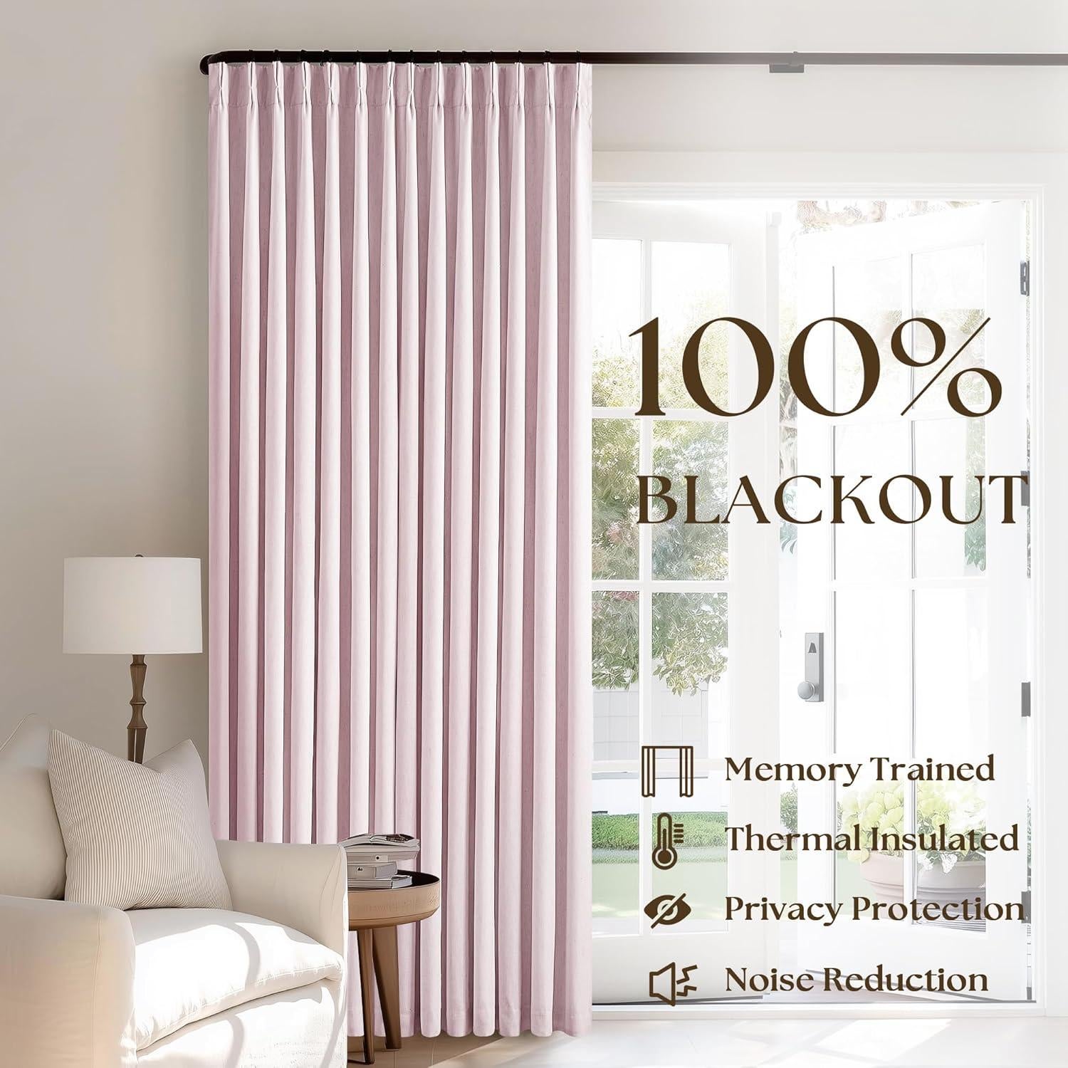 Cortinas Opacas Plisadas TWODRAPES Rosa Claro 243.8 cm x 101.6 cm