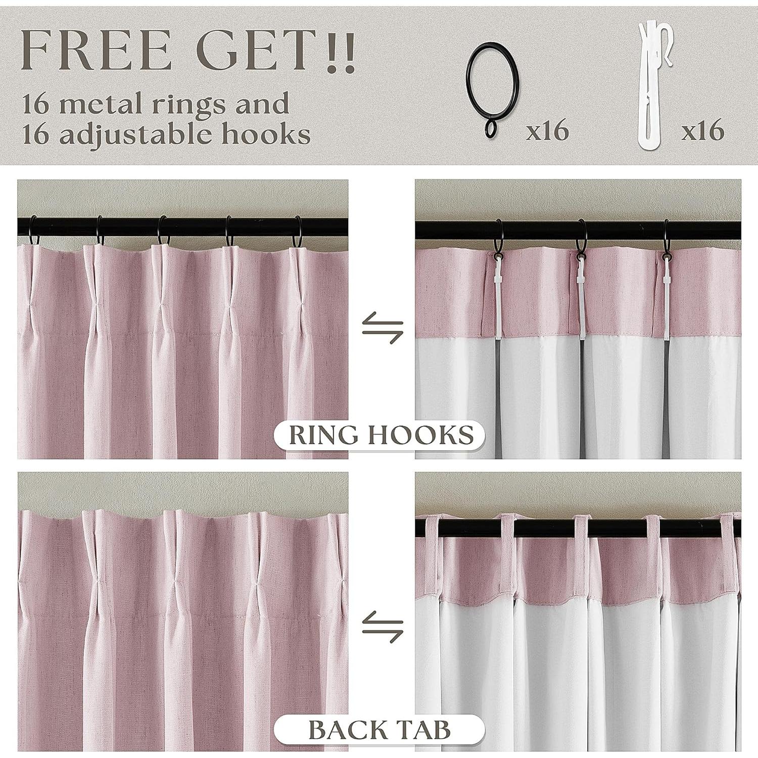 Cortinas Opacas Plisadas TWODRAPES Rosa Claro 243.8 cm x 101.6 cm