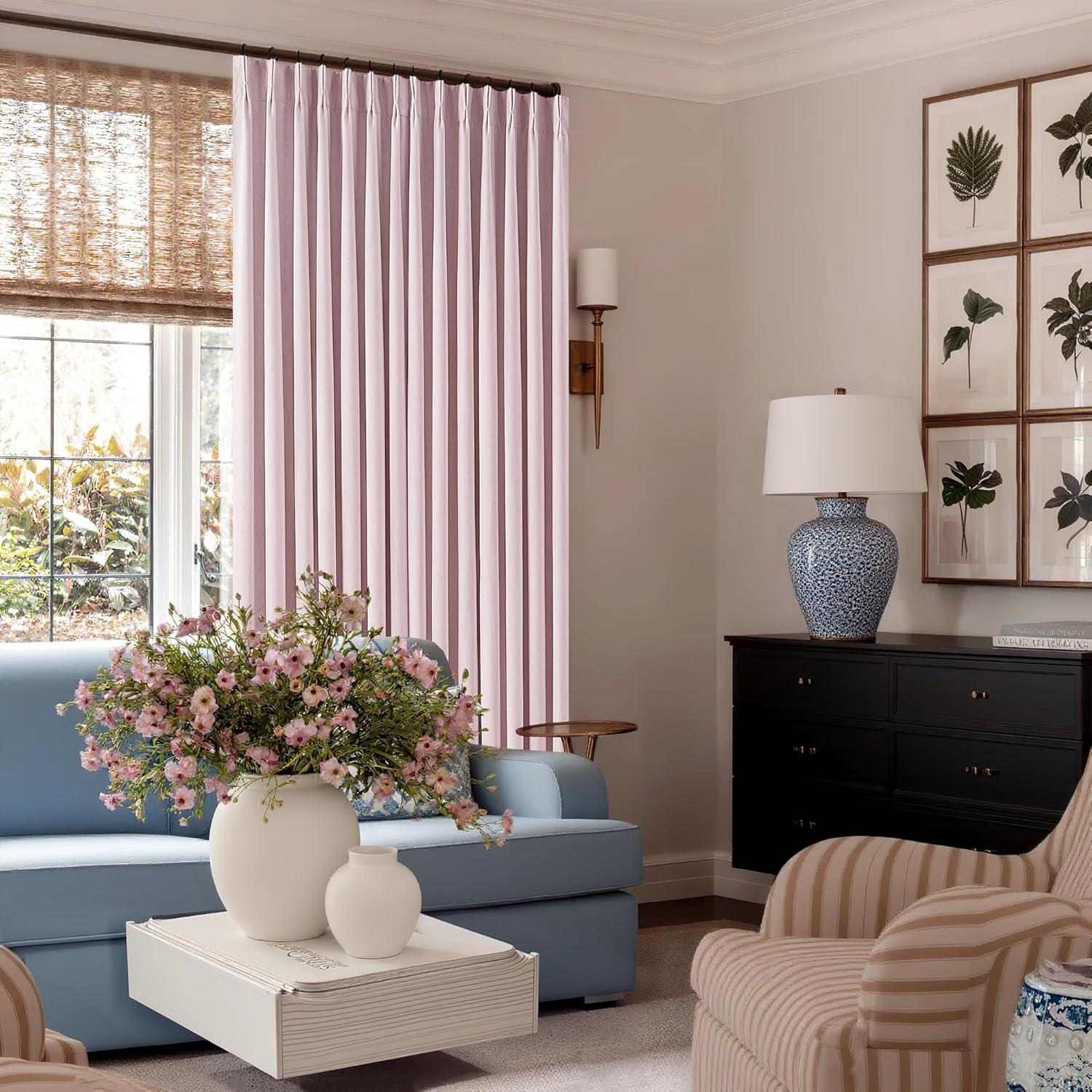 Cortinas Opacas Plisadas TWODRAPES Rosa Claro 243.8 cm x 101.6 cm