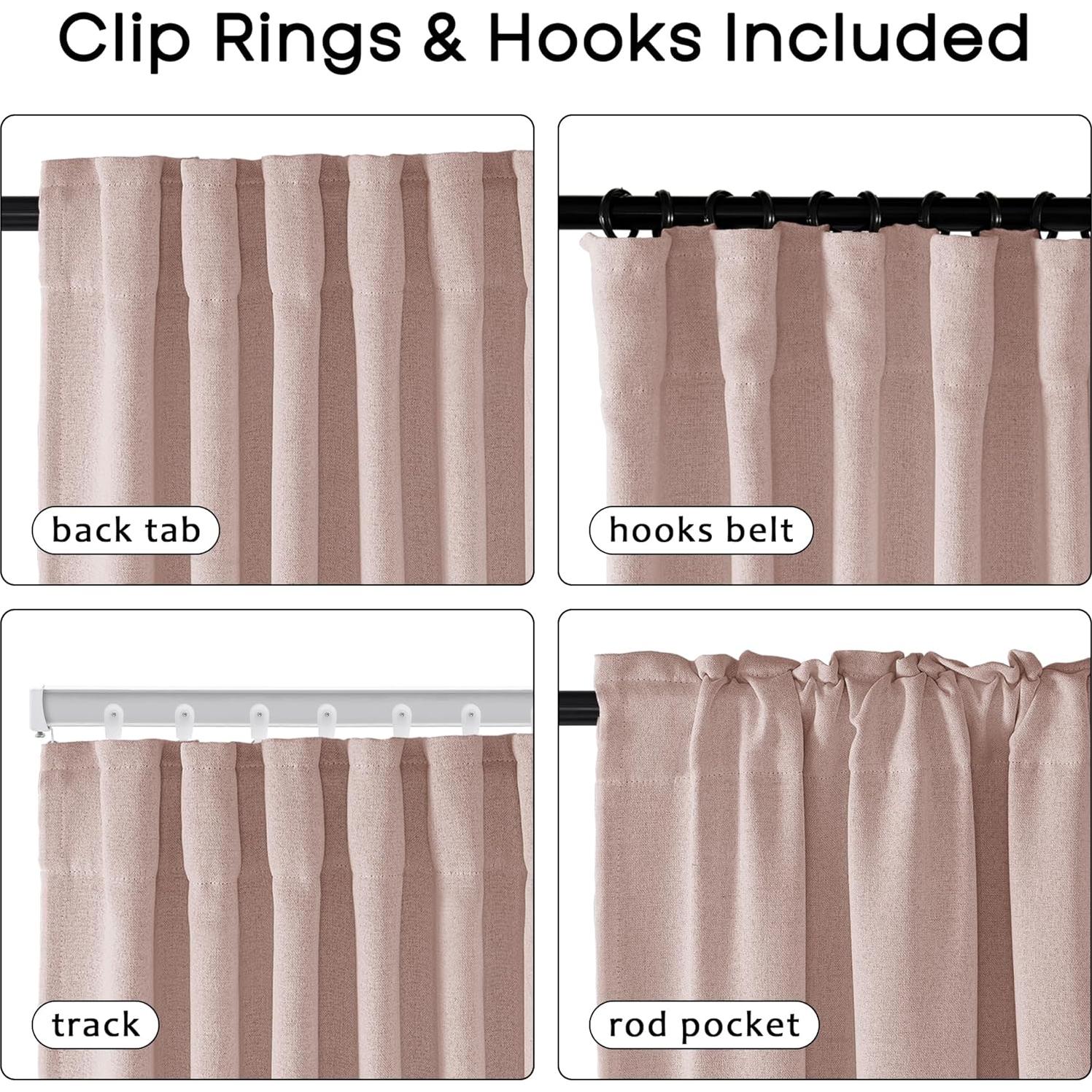 Cortinas Oscurecedoras PanelsBurg Rosa Polvoriento 243.84 cm