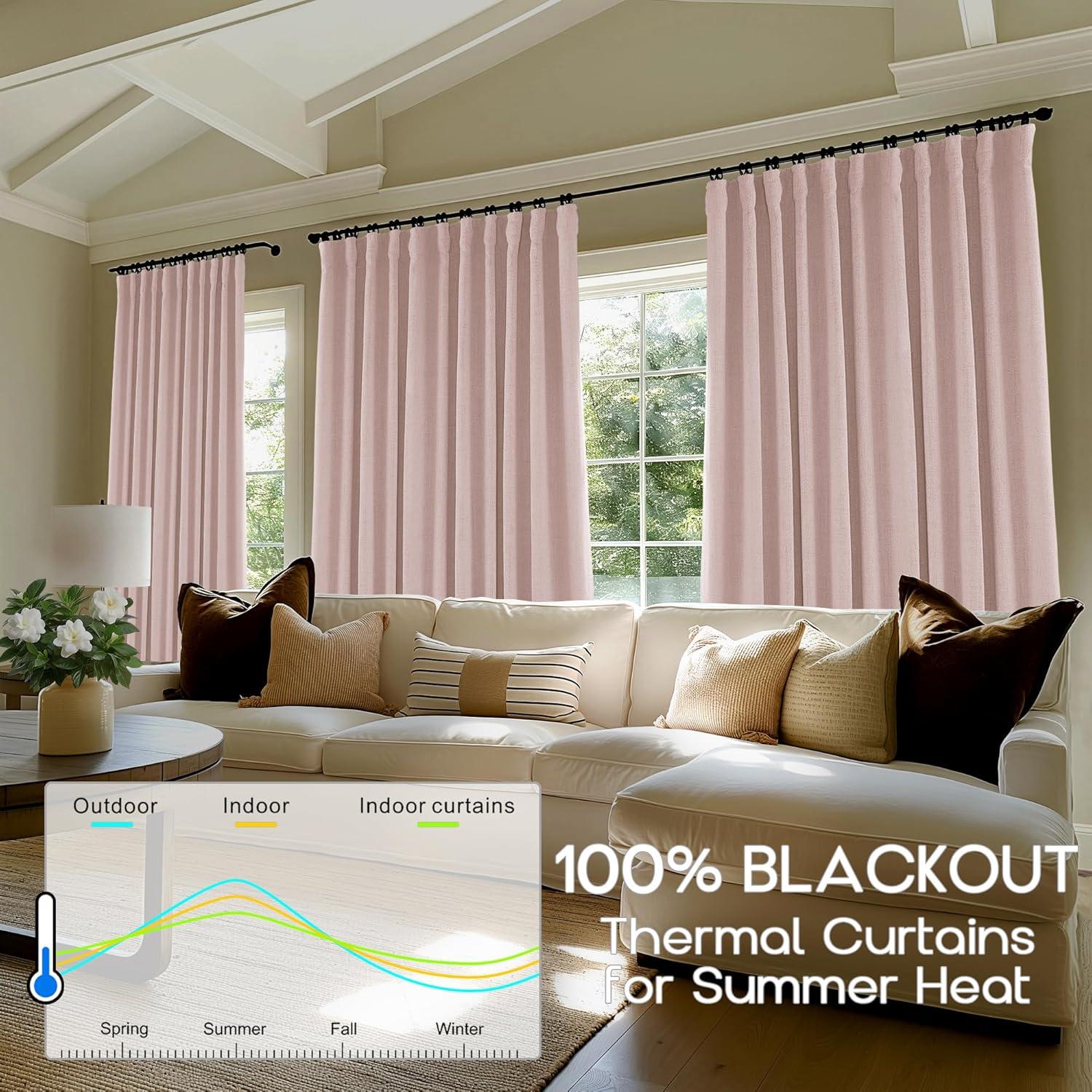 Cortinas Oscurecedoras PanelsBurg Rosa Polvoriento 243.84 cm