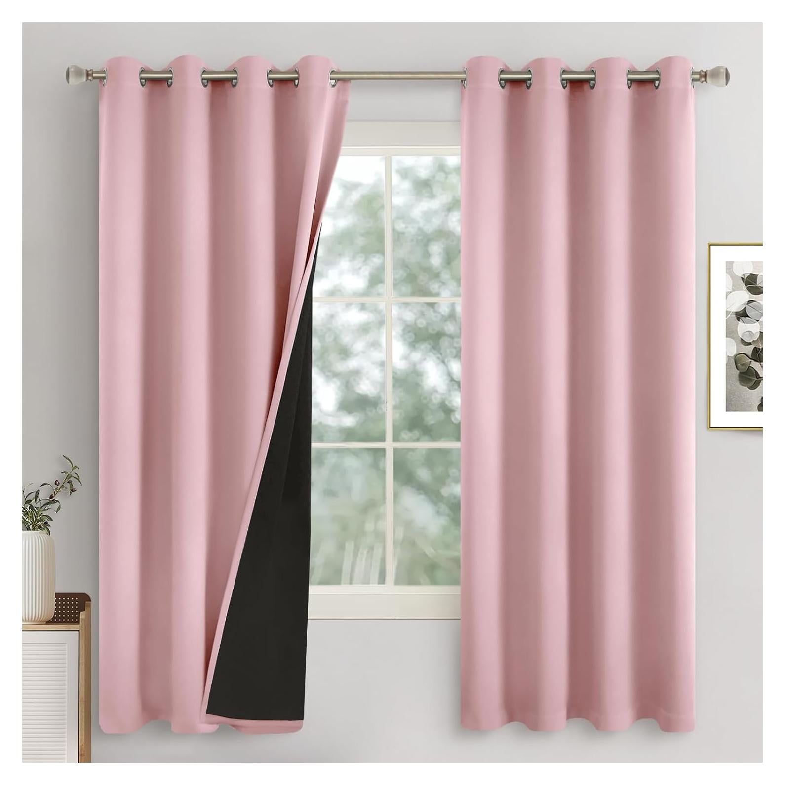 Cortinas Opacas QUEMAS Rosa 63x52 cm Aislantes Térmicos 2 Paneles