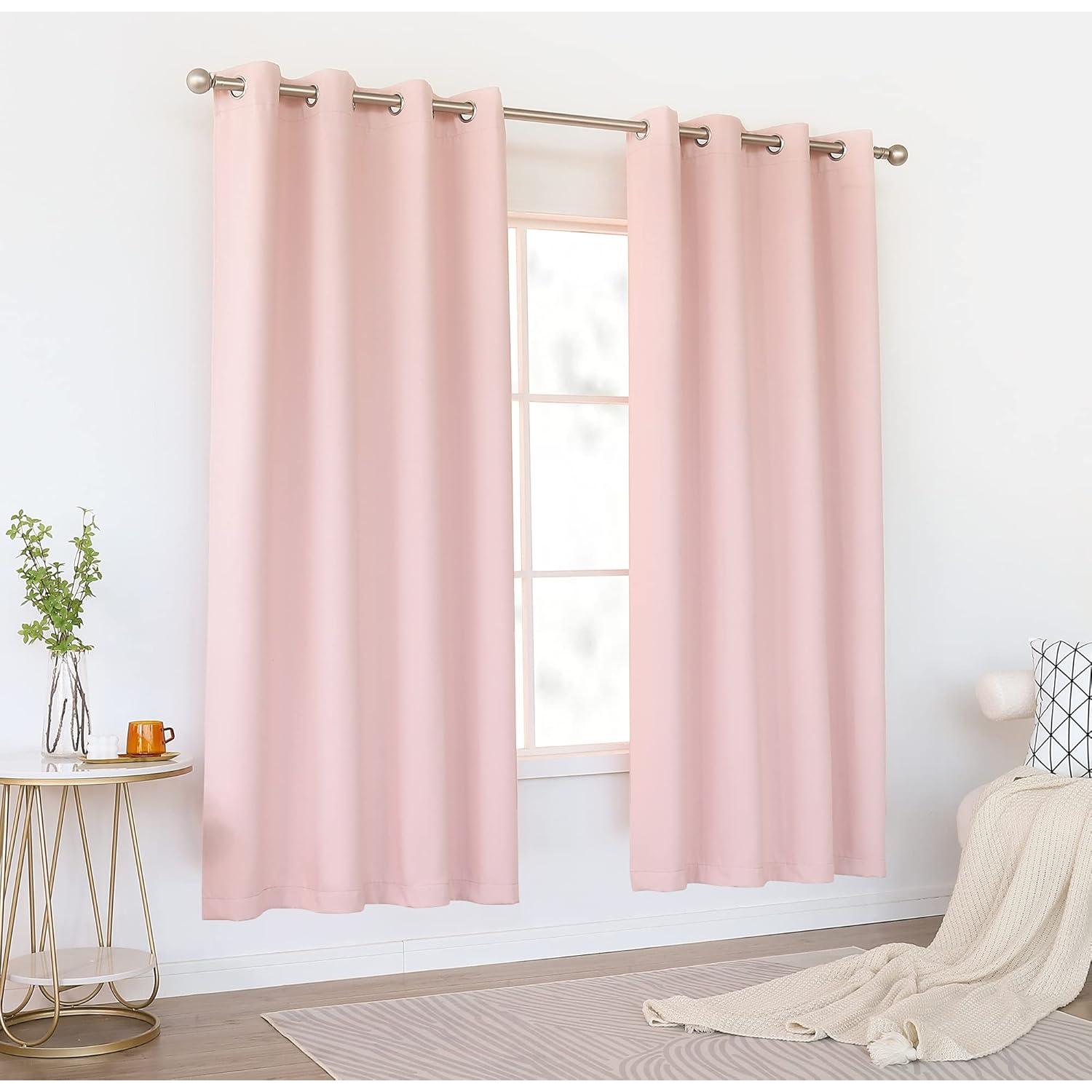 Cortinas Opacas KEQIAOSUOCAI Rosa Bebé 132x183 cm - 2 Paneles
