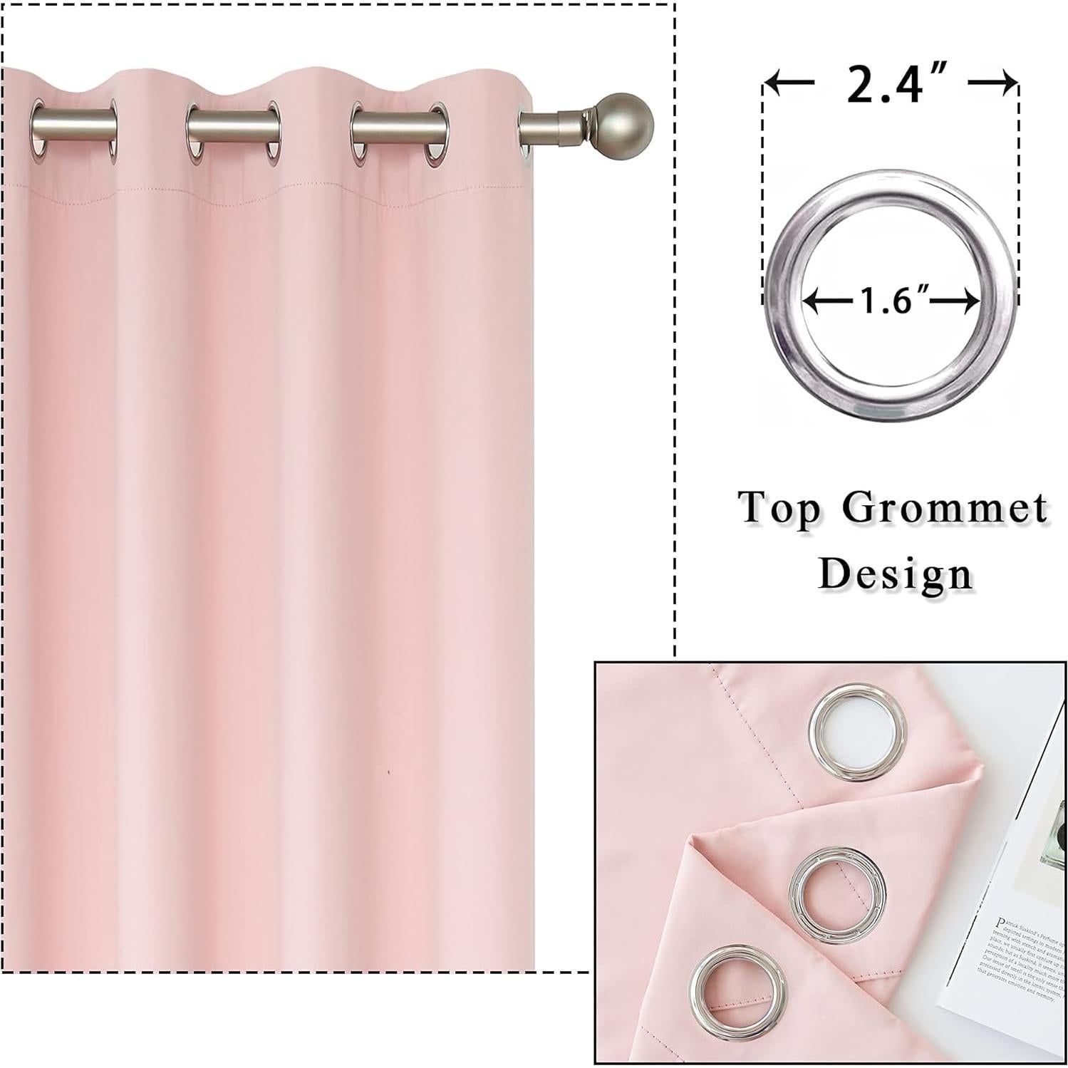 Cortinas Opacas KEQIAOSUOCAI Rosa Bebé 132x183 cm - 2 Paneles