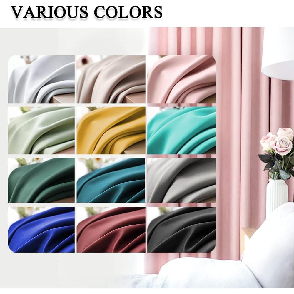 Cortinas Opacas KEQIAOSUOCAI Rosa Bebé 132x183 cm - 2 Paneles