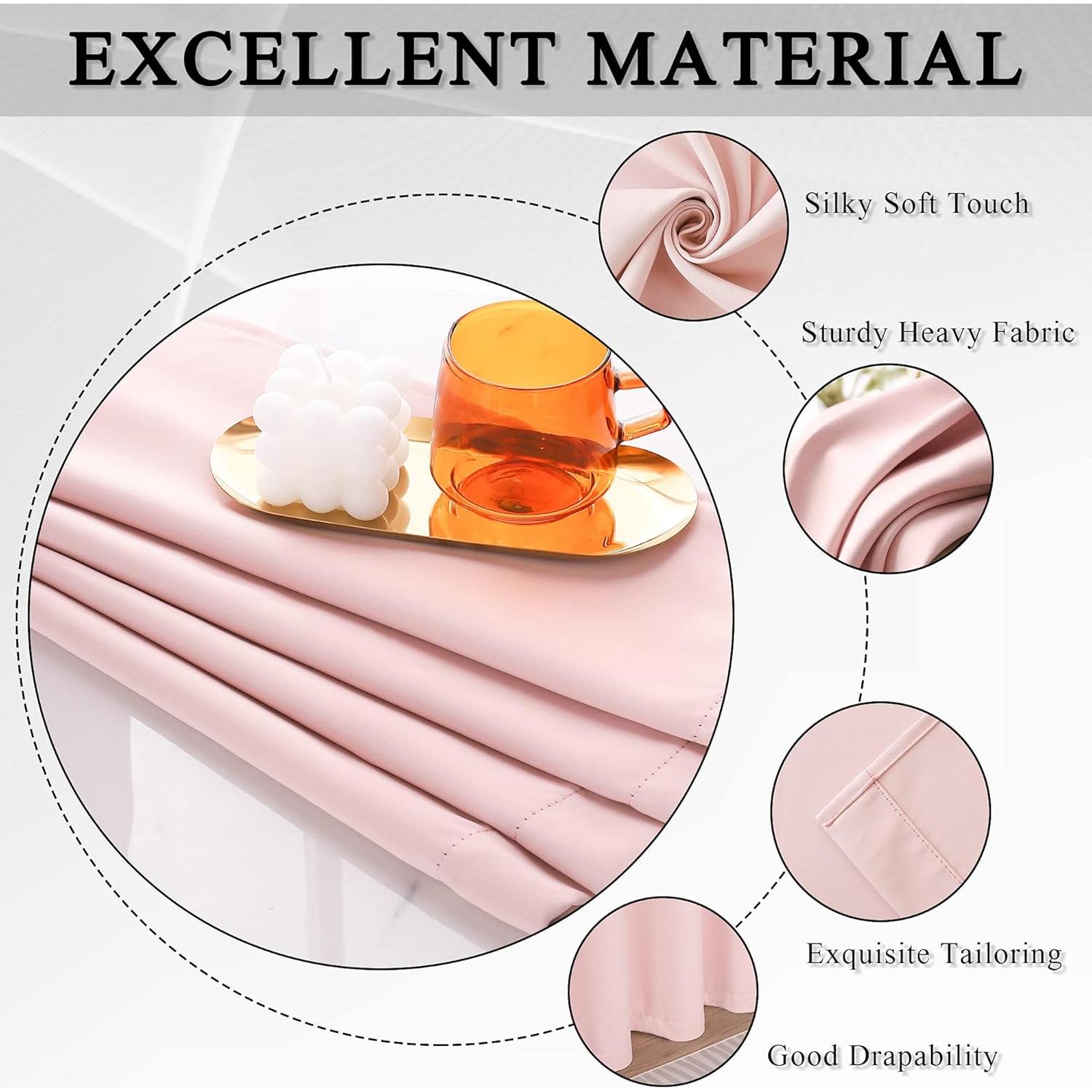 Cortinas Opacas KEQIAOSUOCAI Rosa Bebé 132x183 cm - 2 Paneles