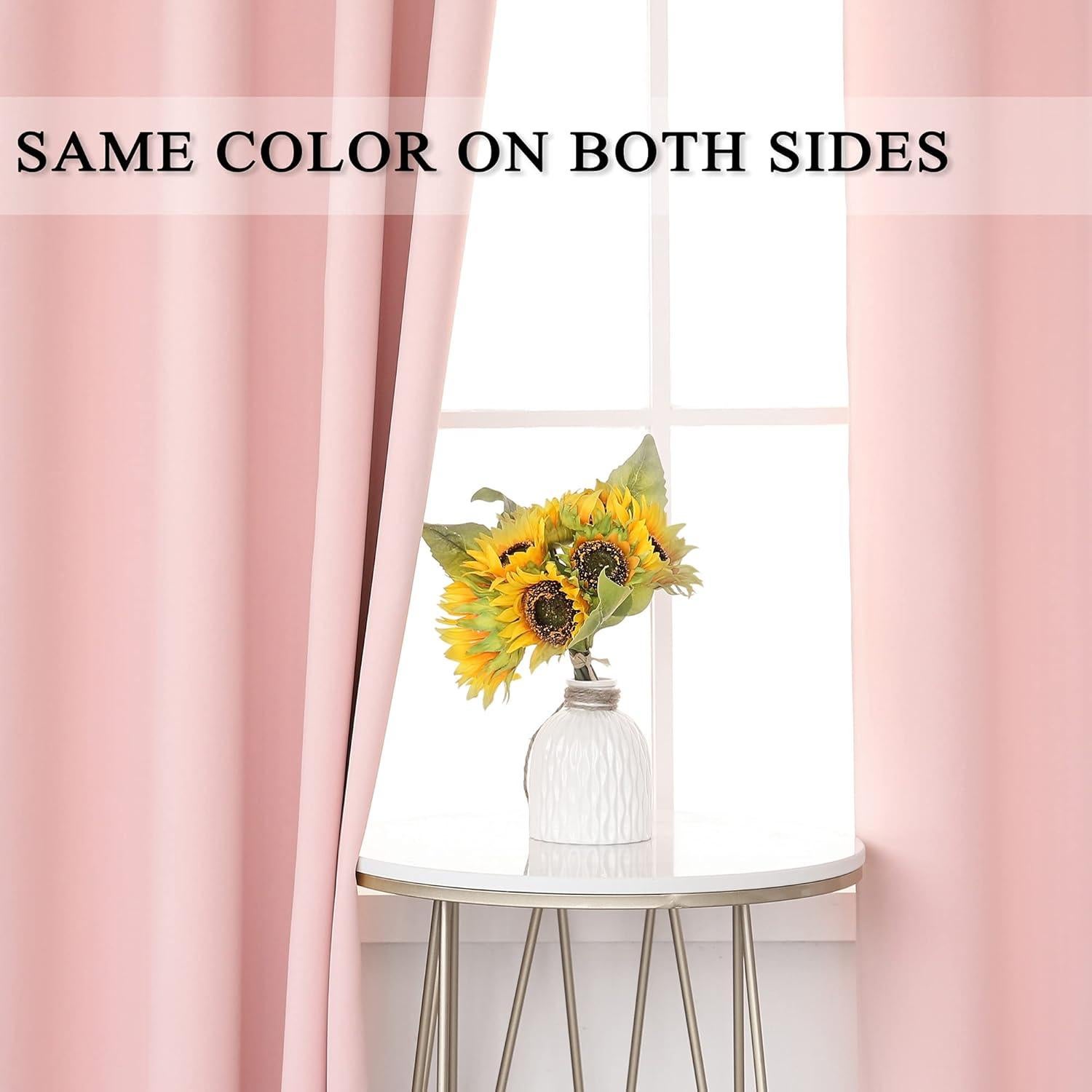 Cortinas Opacas KEQIAOSUOCAI Rosa Bebé 132x183 cm - 2 Paneles