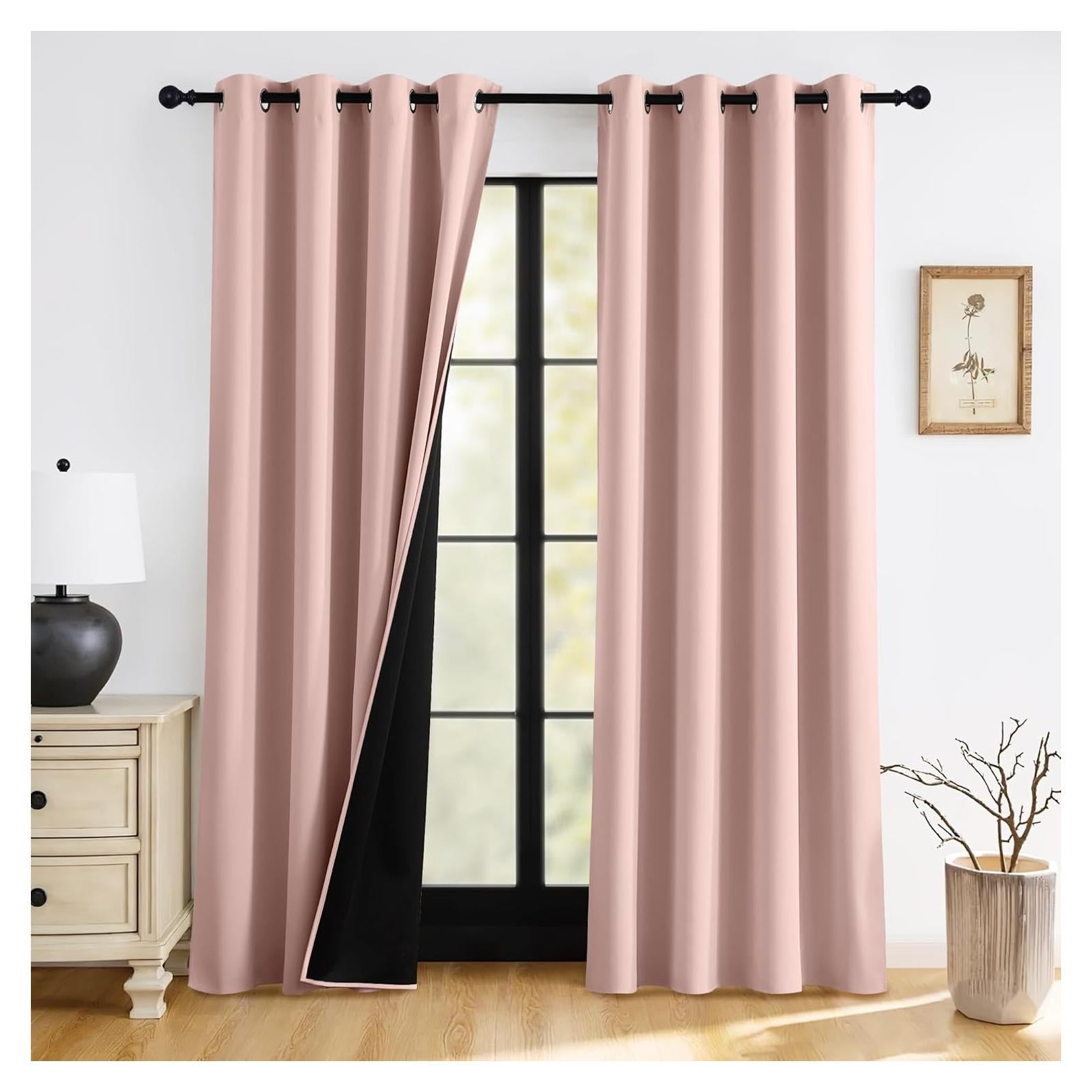 Cortinas Opacas RYB HOME Rosa Durazno 132x213 cm - 2 Paneles