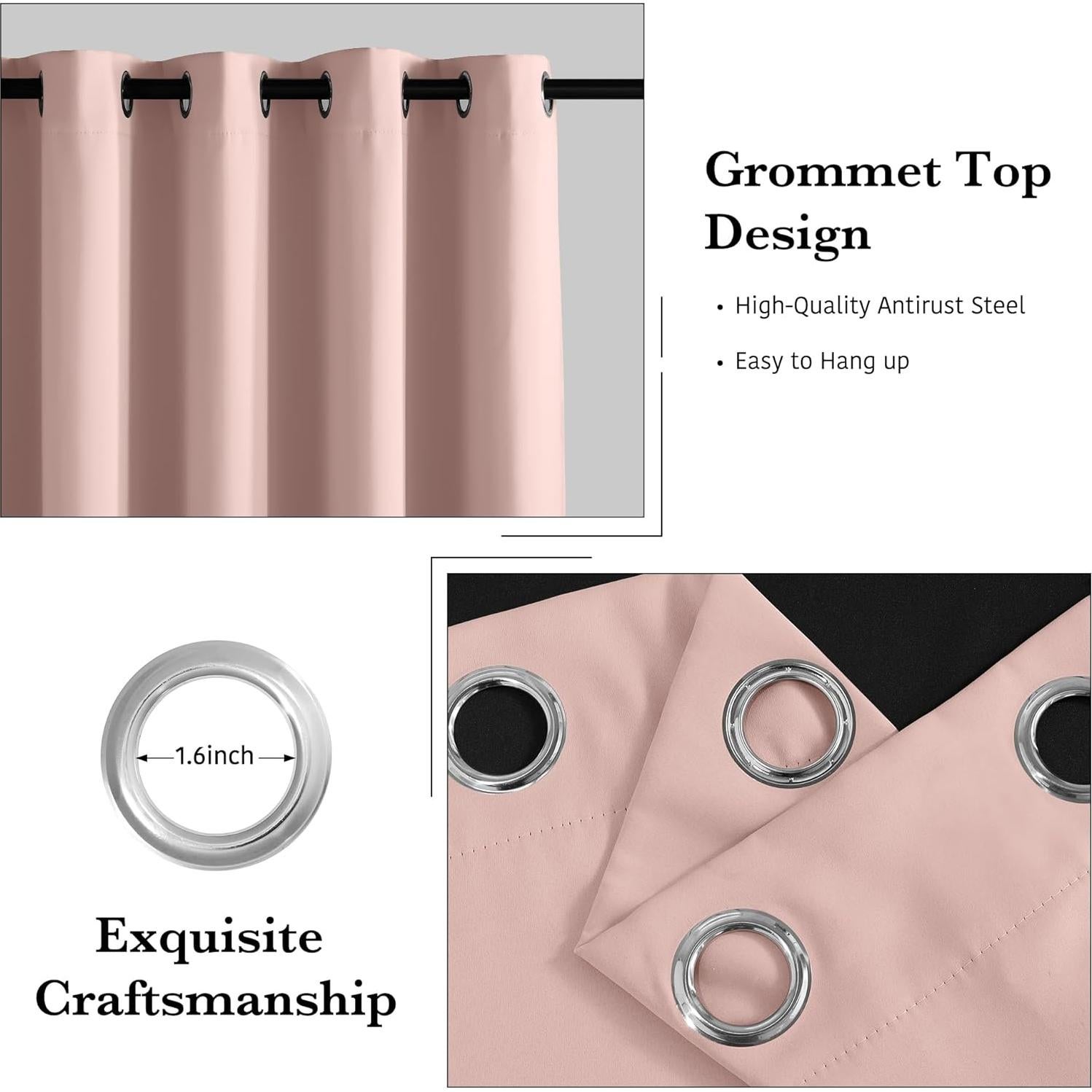 Cortinas Opacas RYB HOME Rosa Durazno 132x213 cm - 2 Paneles