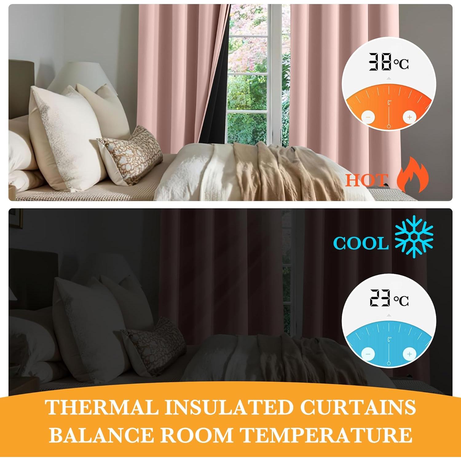 Cortinas Opacas RYB HOME Rosa Durazno 132x213 cm - 2 Paneles