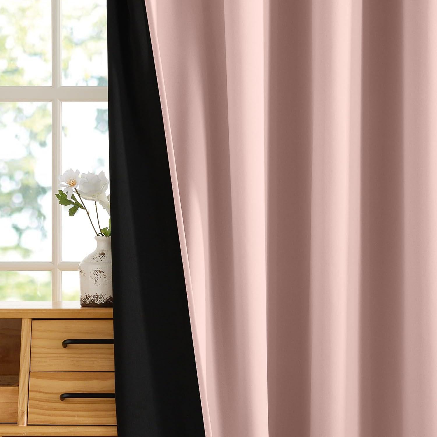 Cortinas Opacas RYB HOME Rosa Durazno 132x213 cm - 2 Paneles