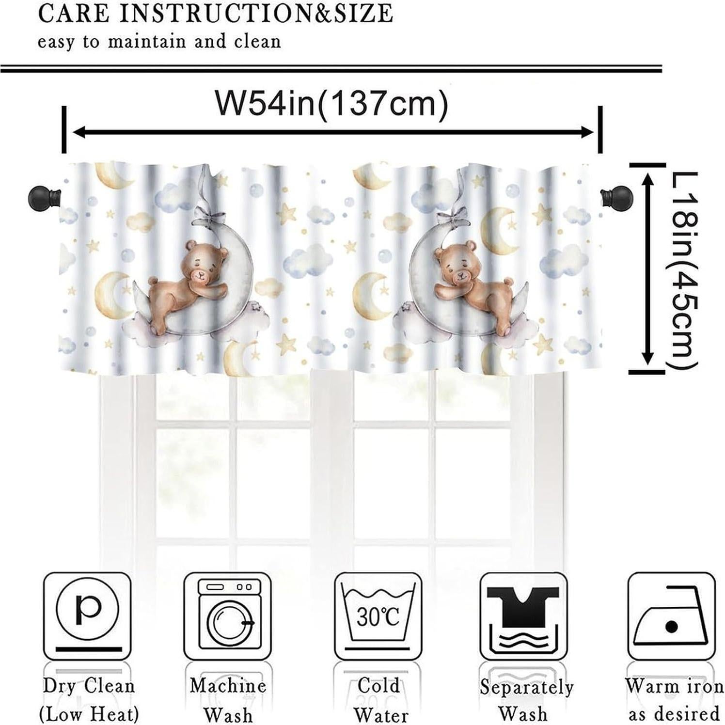 Valance de Ventana JanJCurt Dibujo de Osito 137x45cm