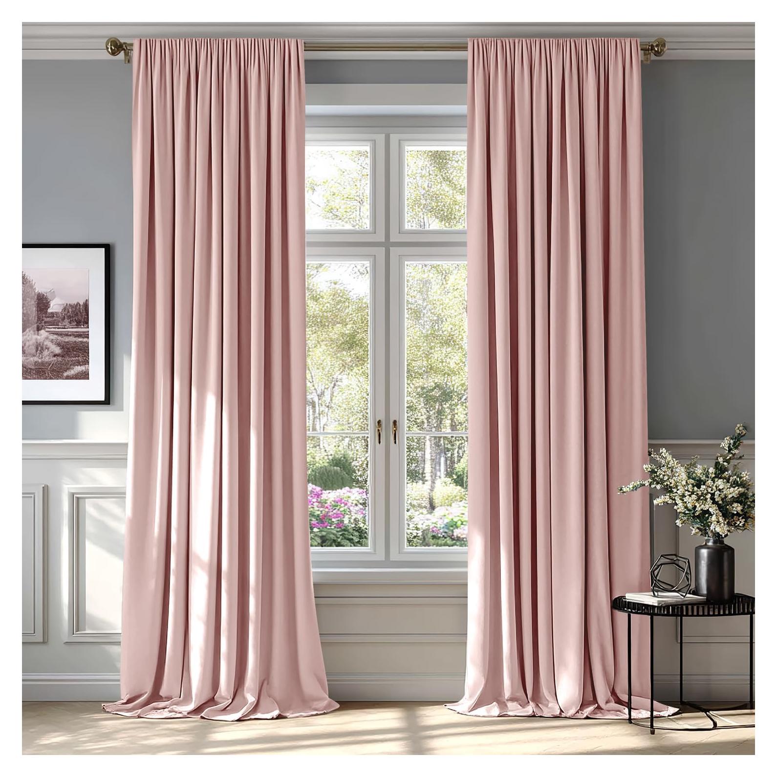 Cortinas de Terciopelo Rosa Bebé MIULEE 132x213 cm Aislantes
