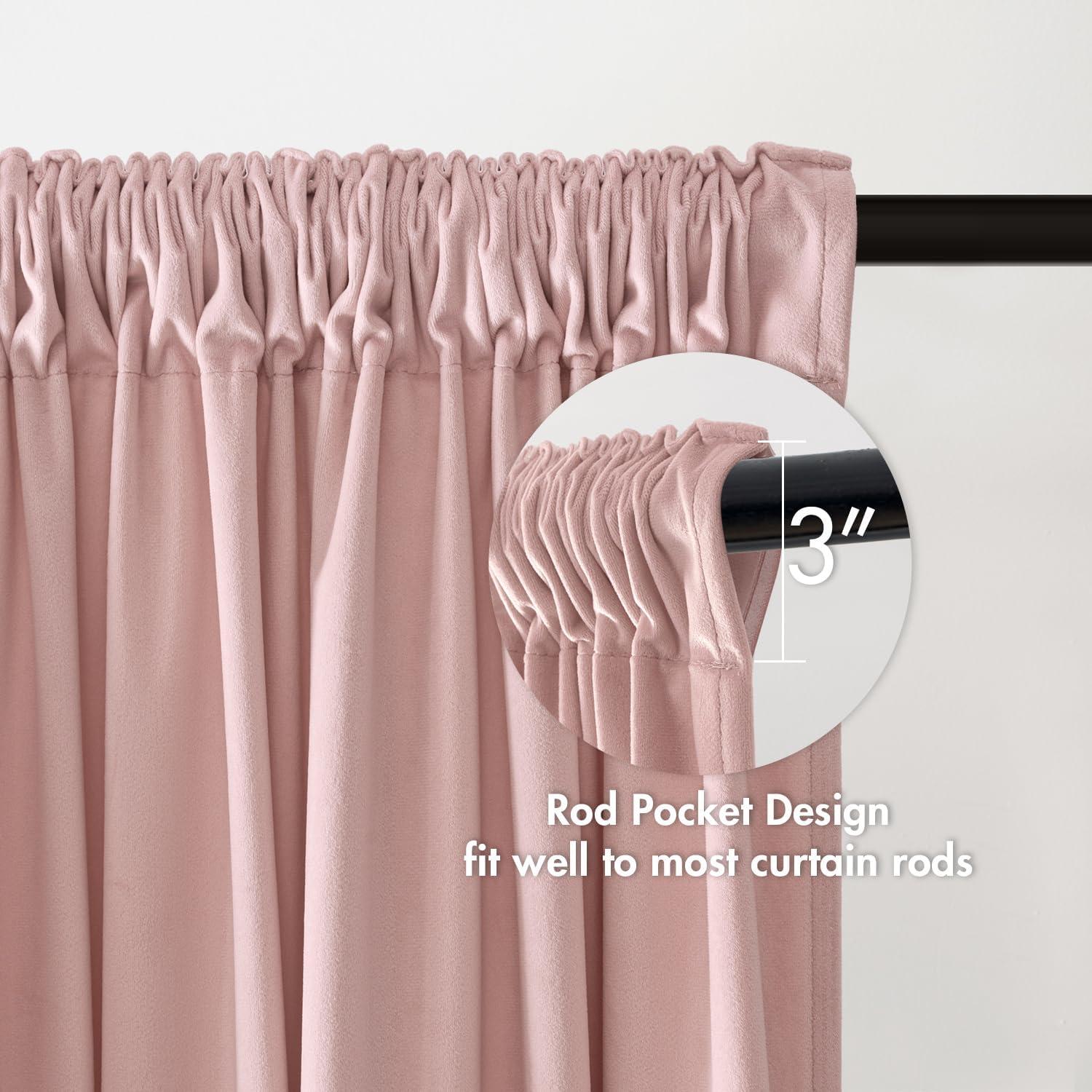 Cortinas de Terciopelo Rosa Bebé MIULEE 132x213 cm Aislantes