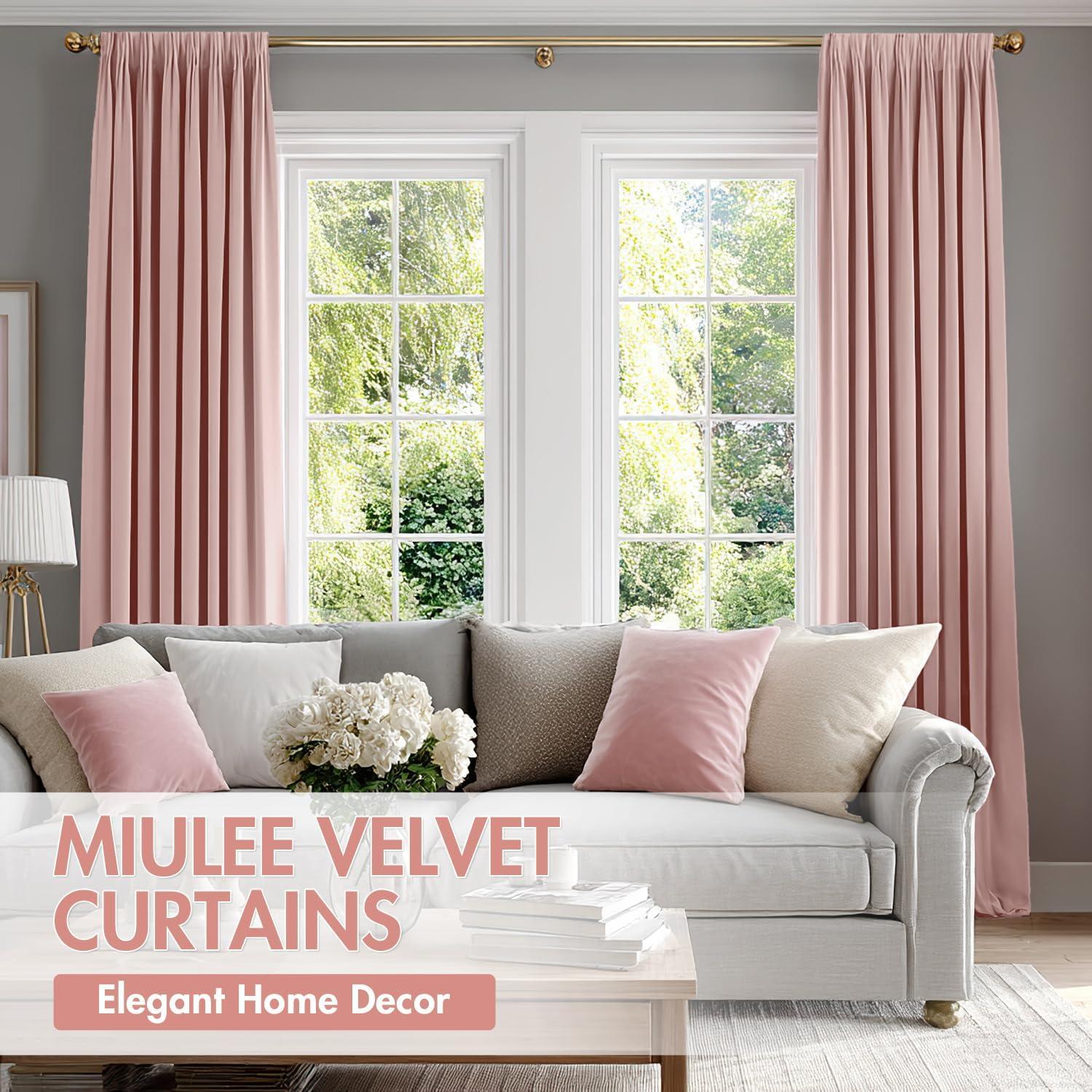 Cortinas de Terciopelo Rosa Bebé MIULEE 132x213 cm Aislantes