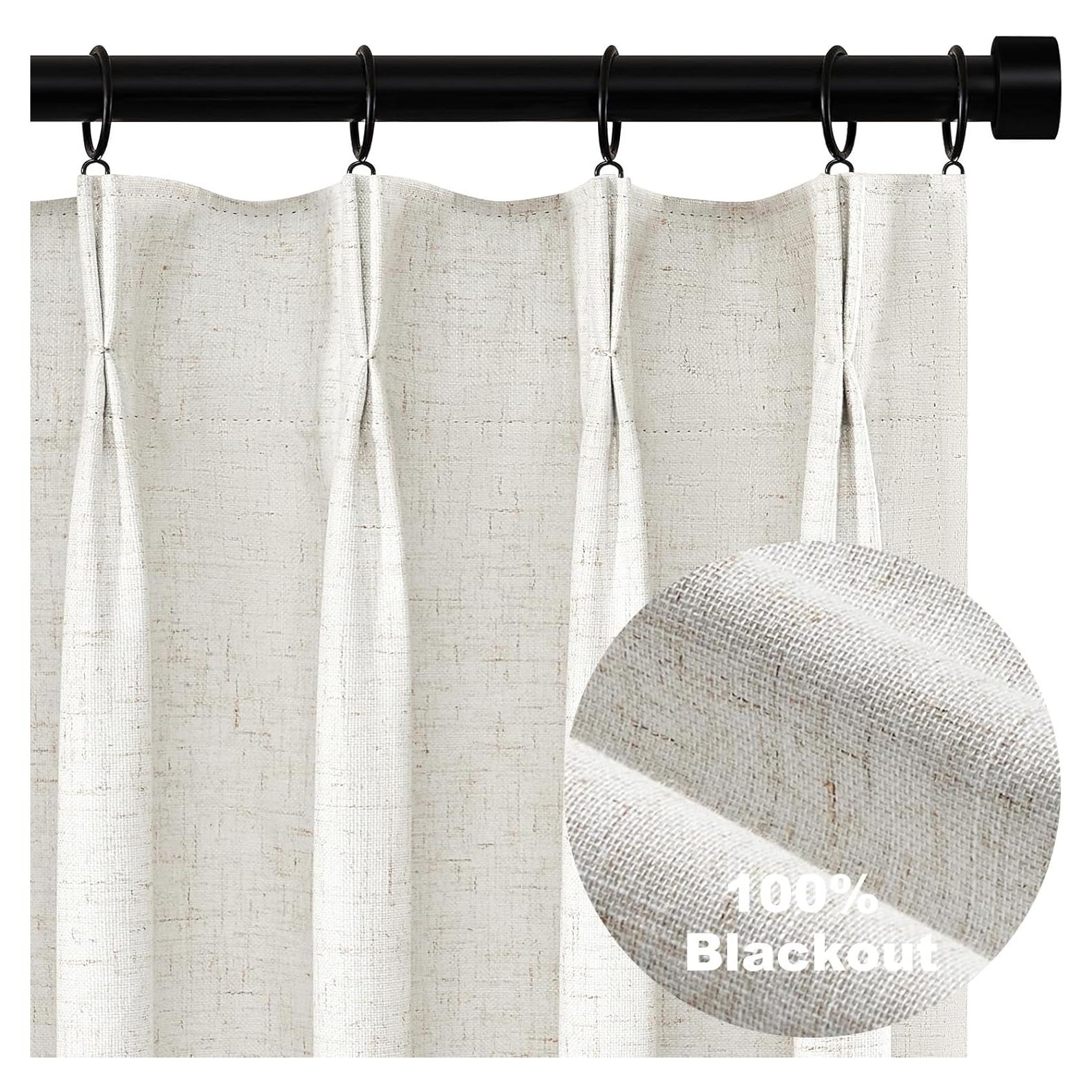 Cortinas Opacas Topfinel 100% Lino 40x80" Pack de 2 Color Natural