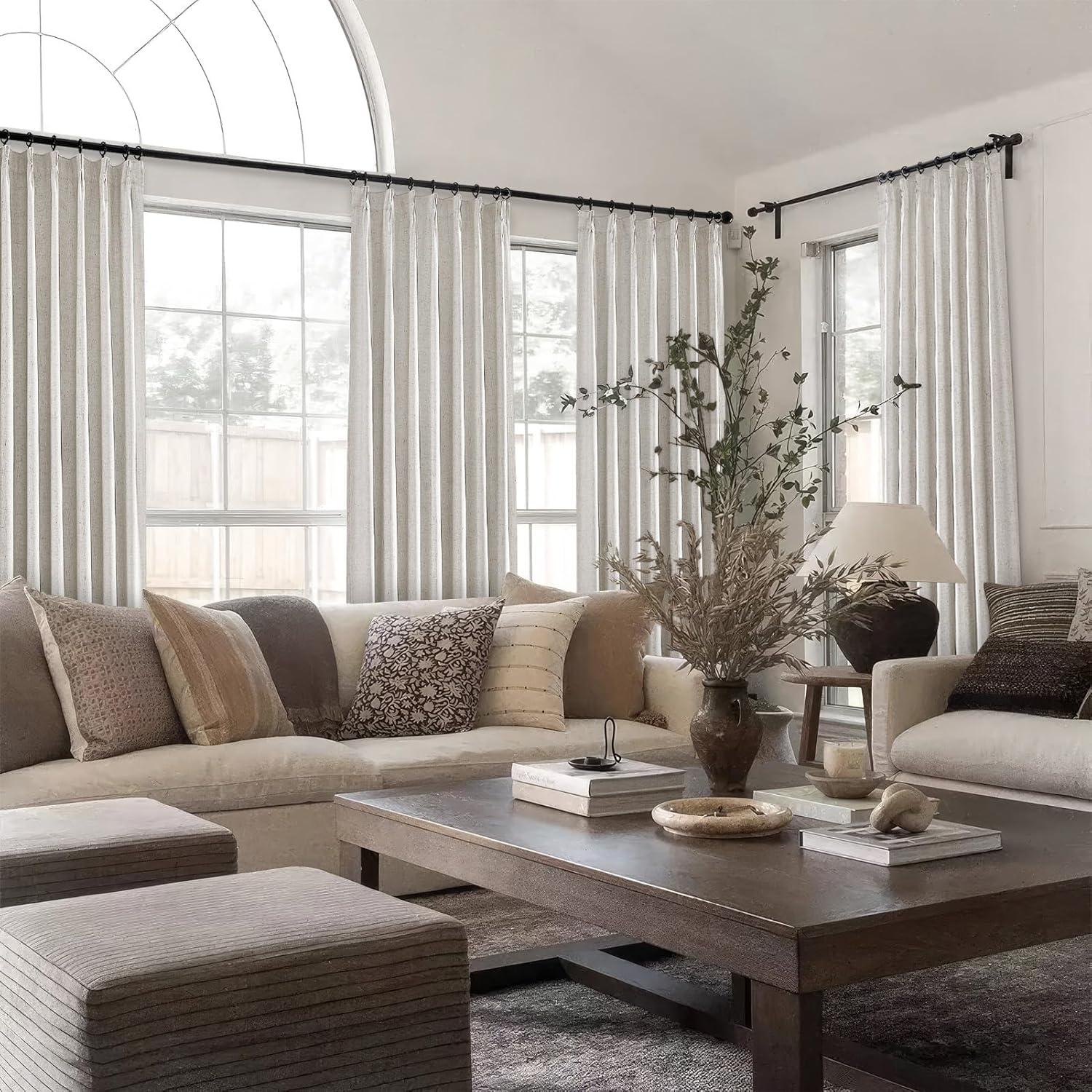 Cortinas Opacas Topfinel 100% Lino 40x80" Pack de 2 Color Natural