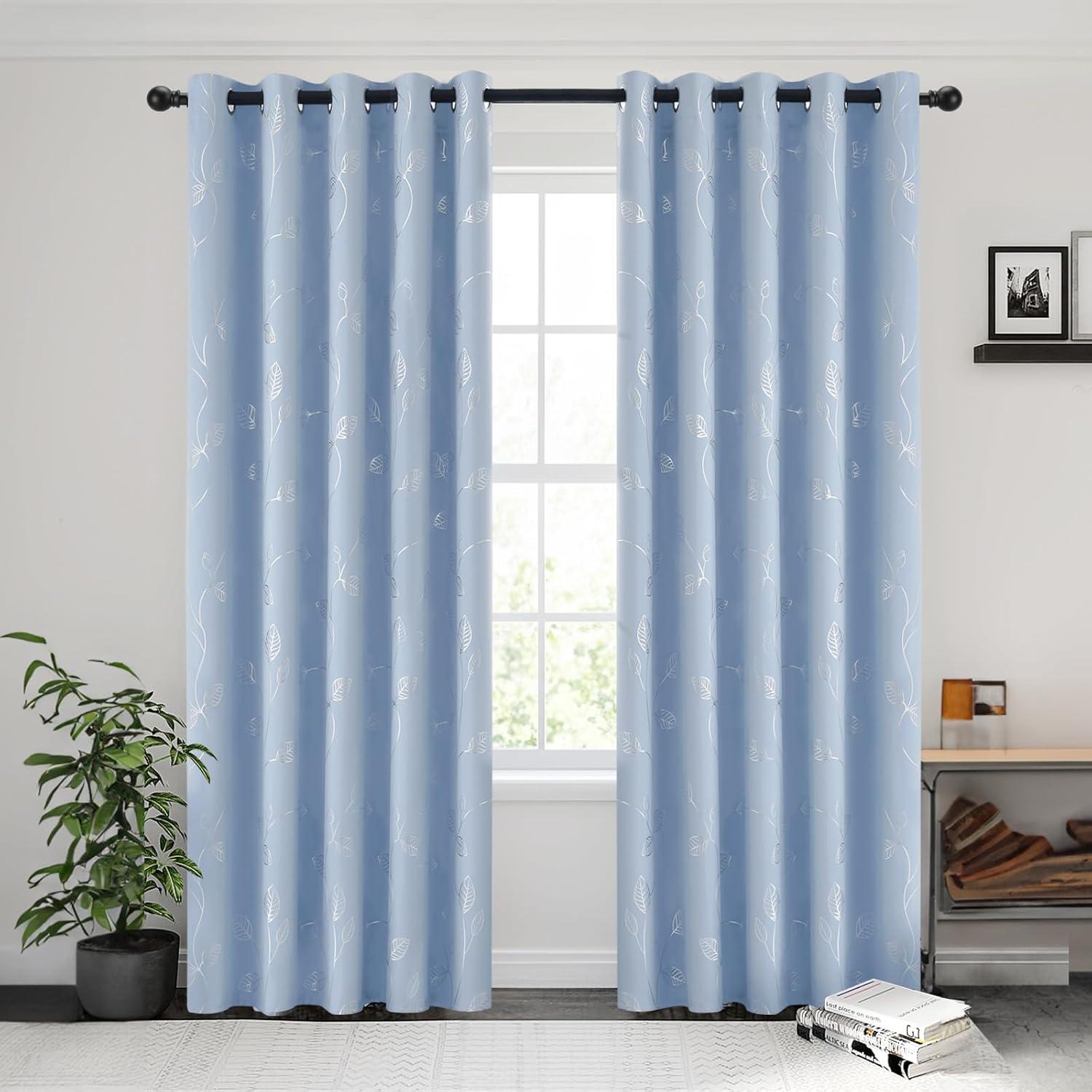 Cortinas Opacas BUHUA 2 Paneles 167.64x160 cm Azul Bebé