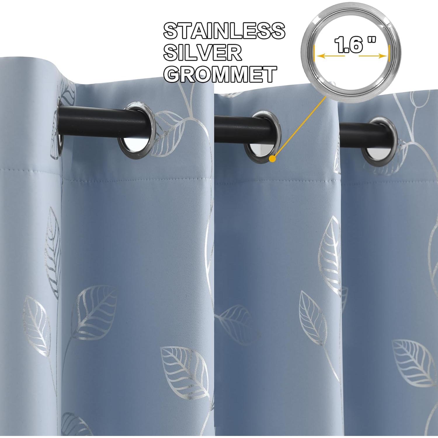 Cortinas Opacas BUHUA 2 Paneles 167.64x160 cm Azul Bebé