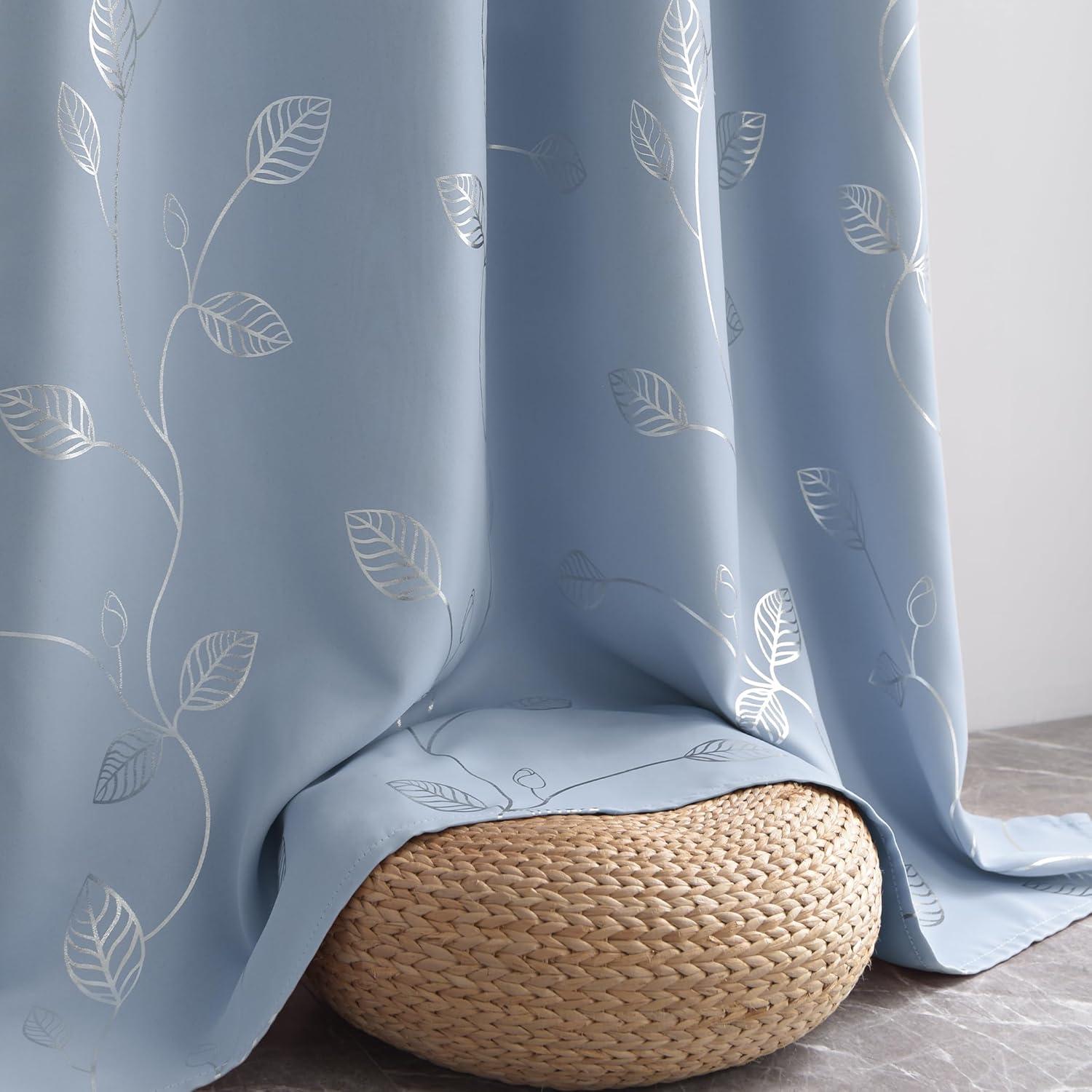 Cortinas Opacas BUHUA 2 Paneles 167.64x160 cm Azul Bebé