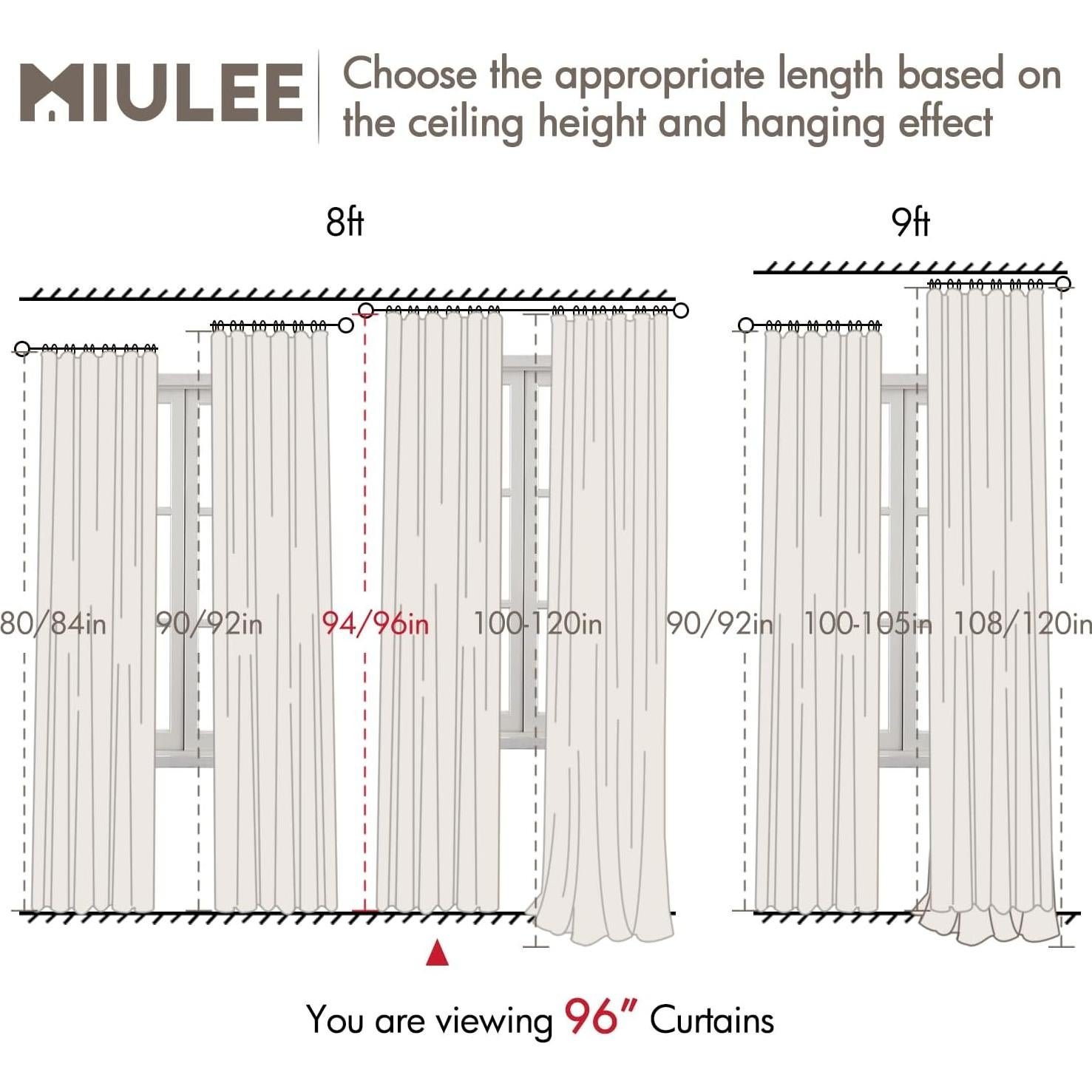 Cortinas Opacas MIULEE 2 Paneles 50x96 Pulgadas Rosa Bebé