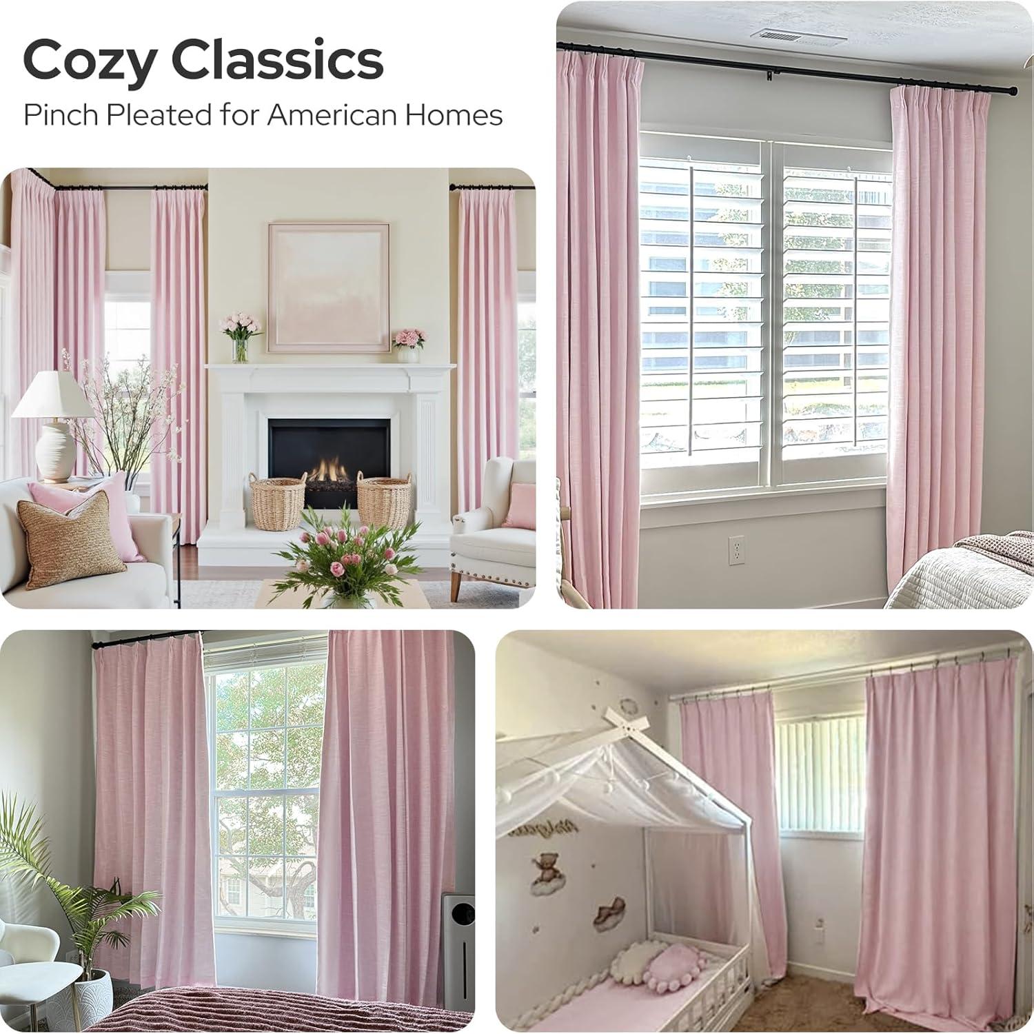 Cortinas Plisadas Opacas HOMEIDEAS Rosa Claro 2 Paneles 100% Luz