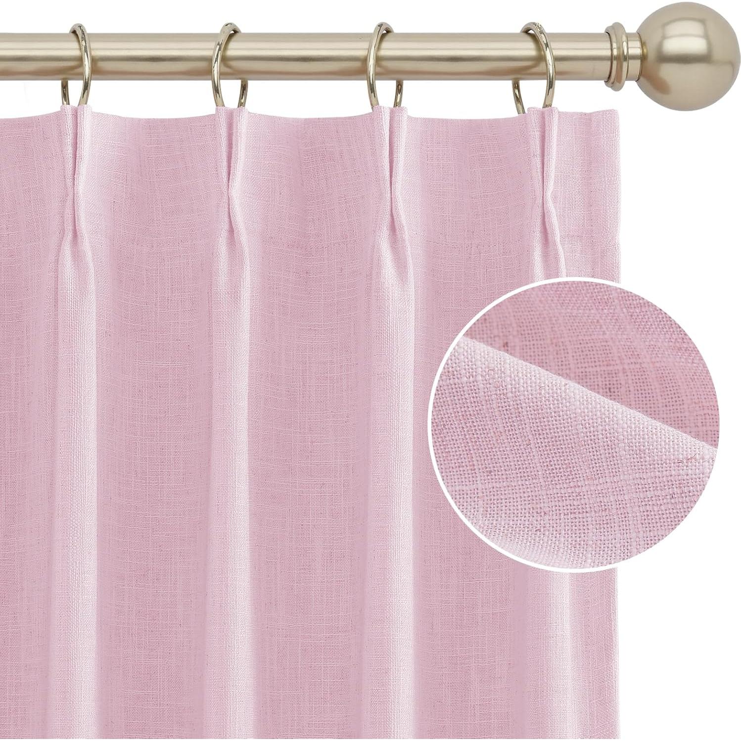 Cortinas Plisadas Opacas HOMEIDEAS Rosa Claro 2 Paneles 100% Luz
