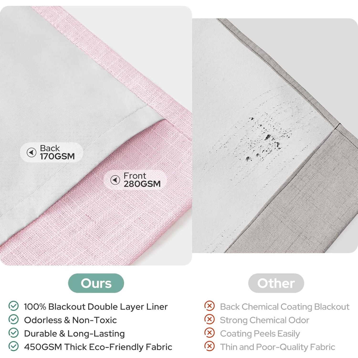 Cortinas Plisadas Opacas HOMEIDEAS Rosa Claro 2 Paneles 100% Luz