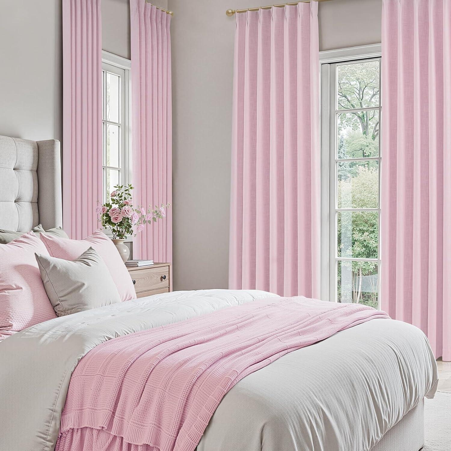 Cortinas Plisadas Opacas HOMEIDEAS Rosa Claro 2 Paneles 100% Luz