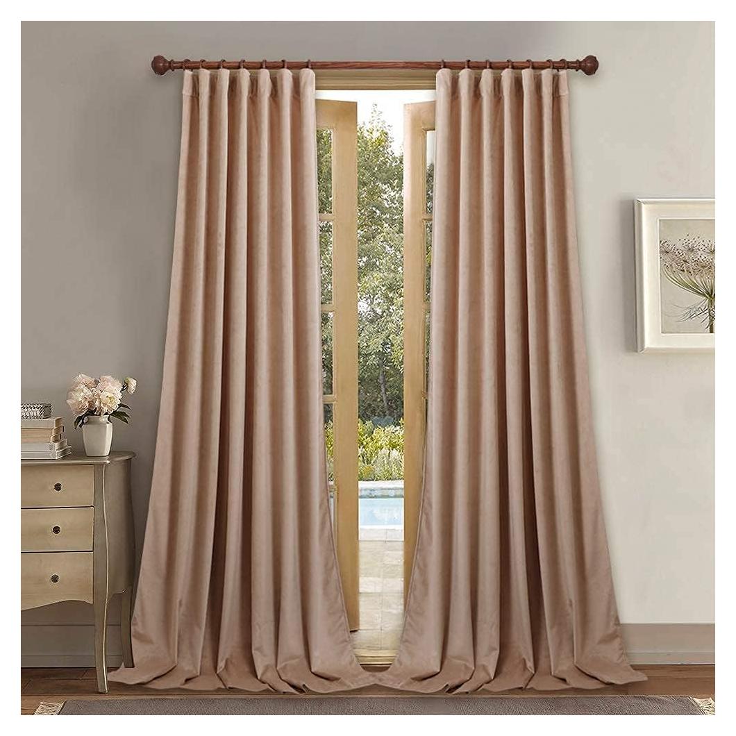 Cortinas de Terciopelo Beige StangH 132x243 cm - 2 Piezas