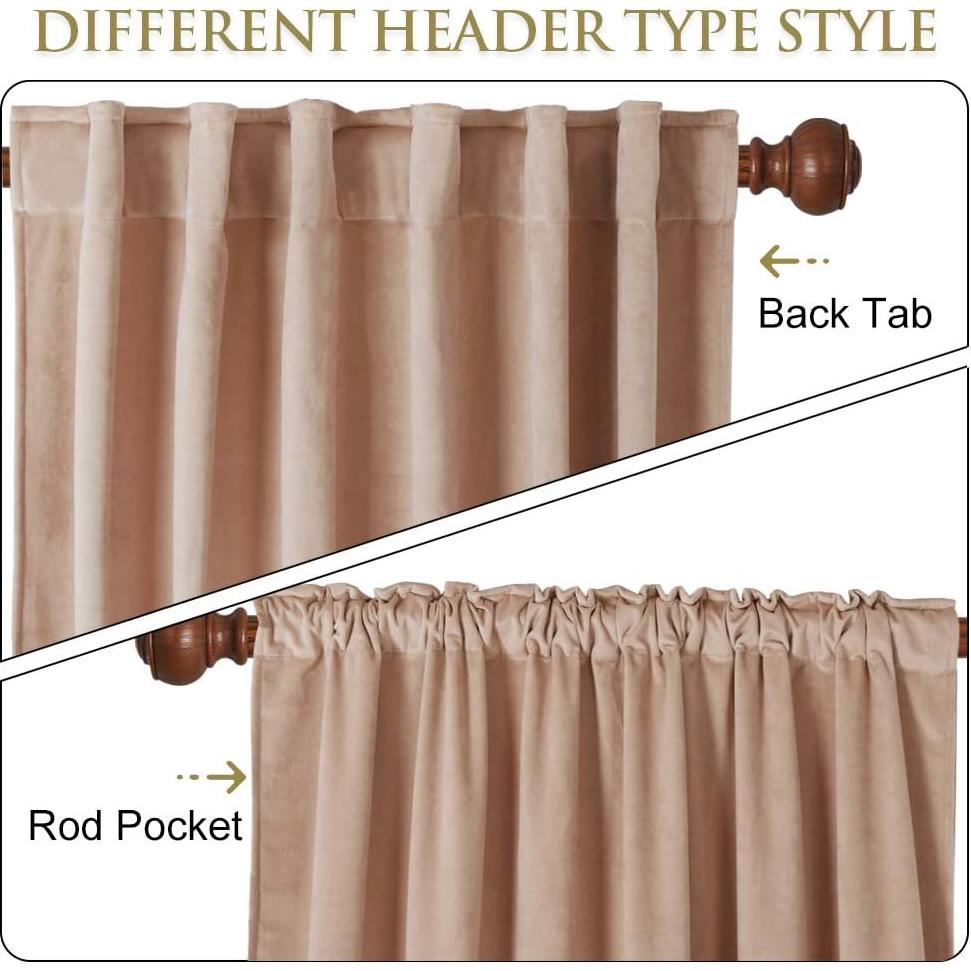 Cortinas de Terciopelo Beige StangH 132x243 cm - 2 Piezas