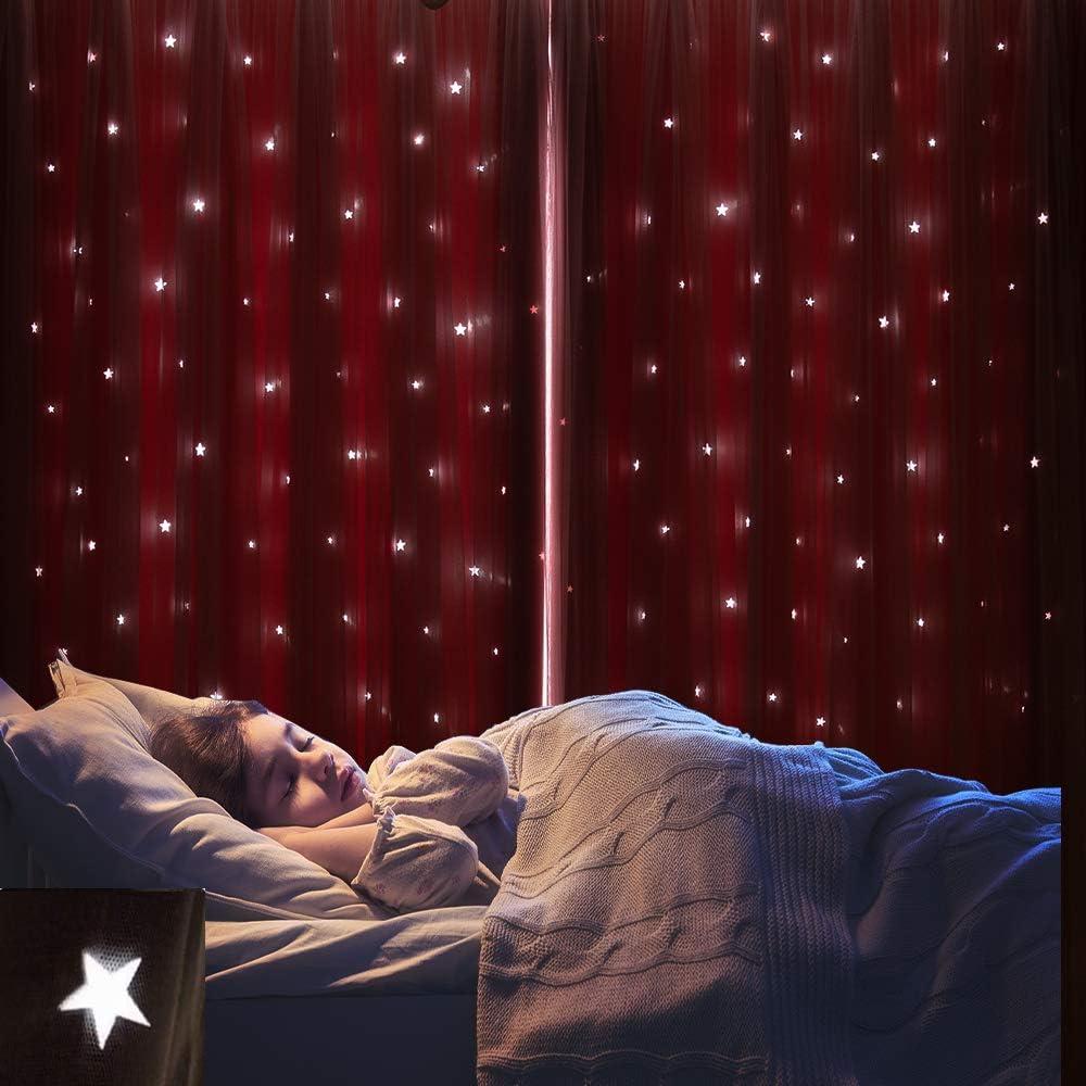 Cortina Opaca Rosa Ftinala 132x213 cm con Estrellas