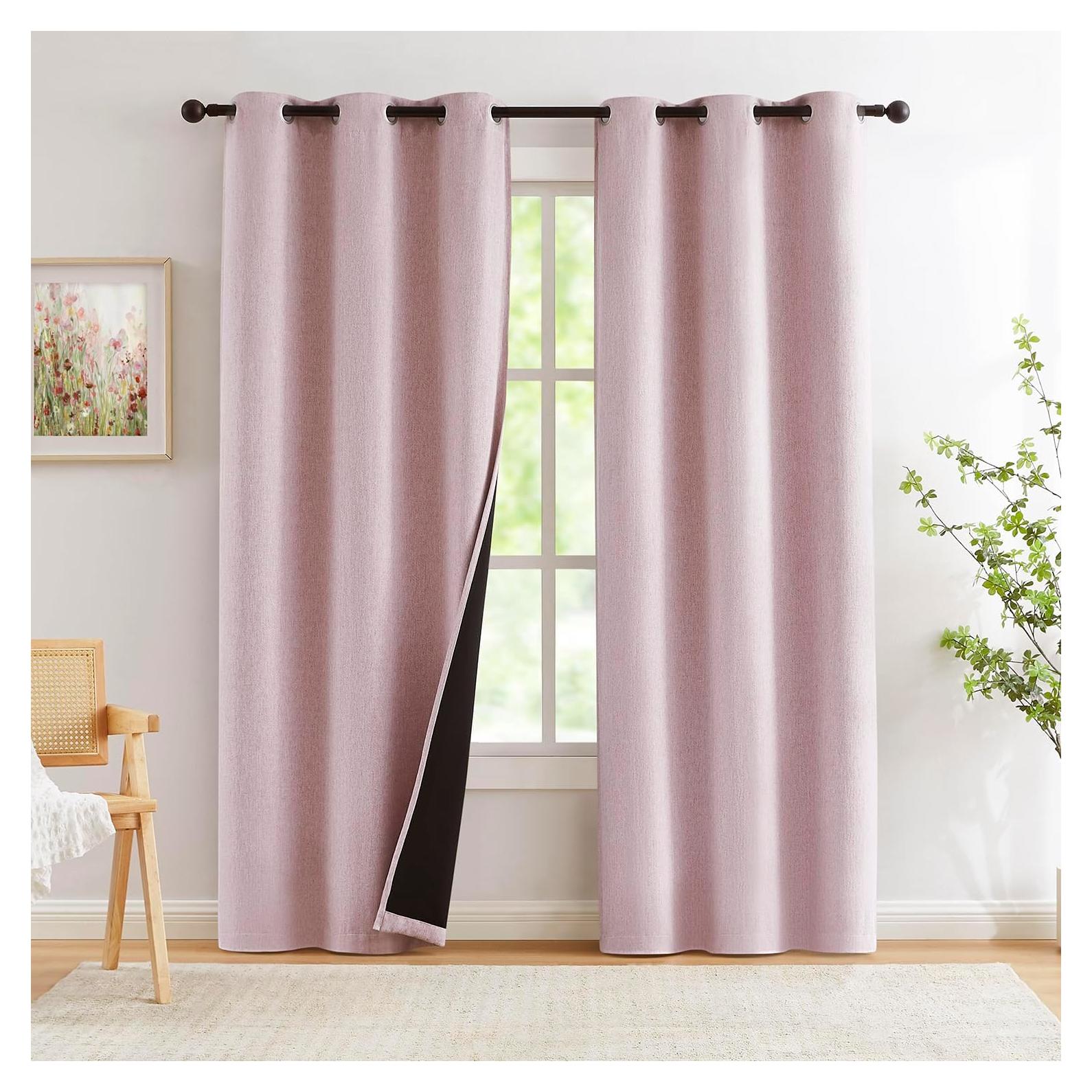 Cortinas Blackout Rosa Bebé Treatmentex 100% Poliéster 40x63