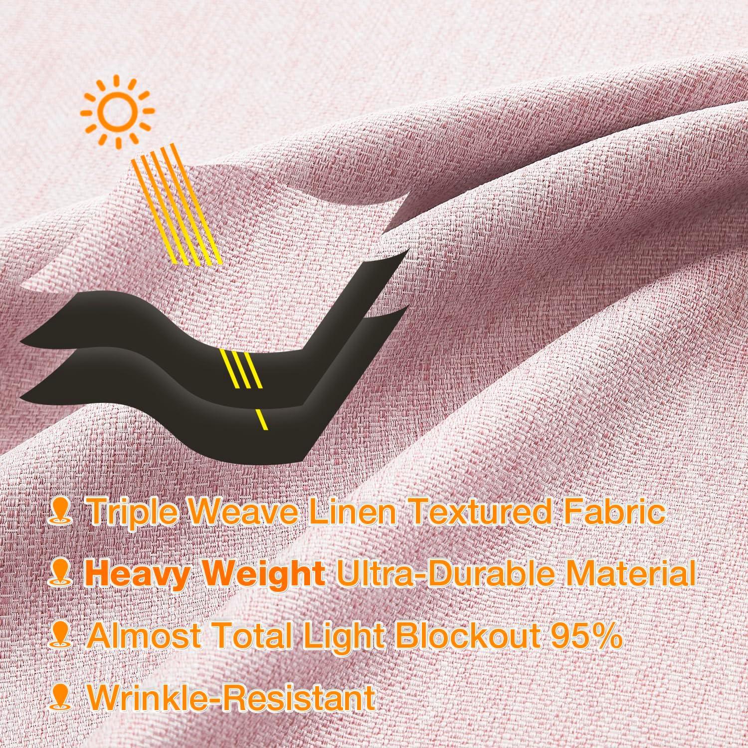 Cortinas Blackout Rosa Bebé Treatmentex 100% Poliéster 40x63