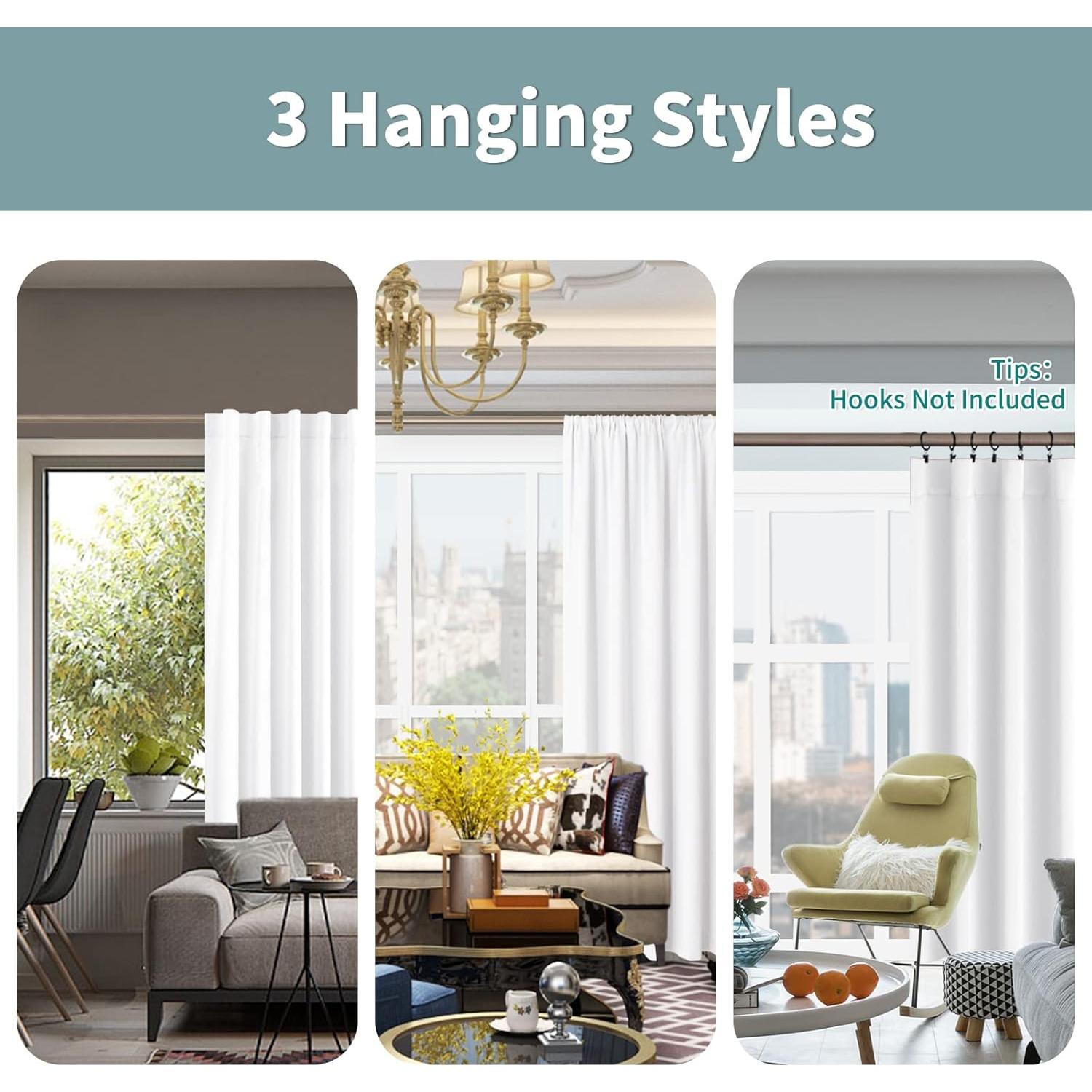 Cortinas BGment 100% Blackout 2 Paneles 52x84 Blanco